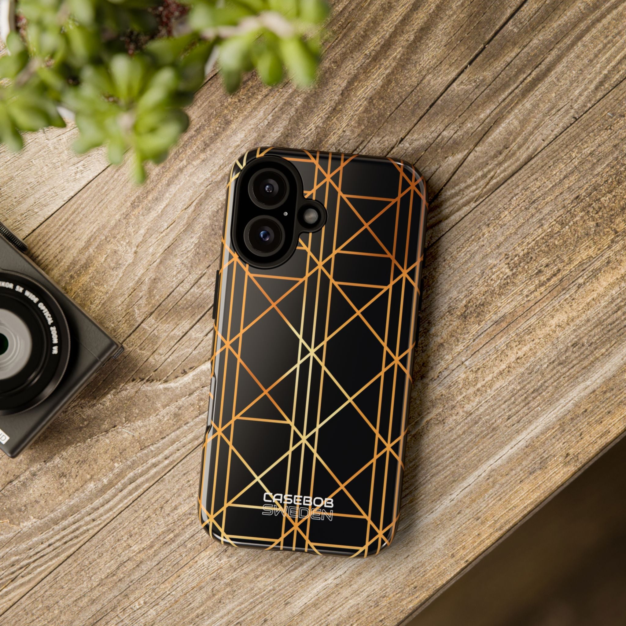Golden Geometric Elegance iPhone 16 - Tough