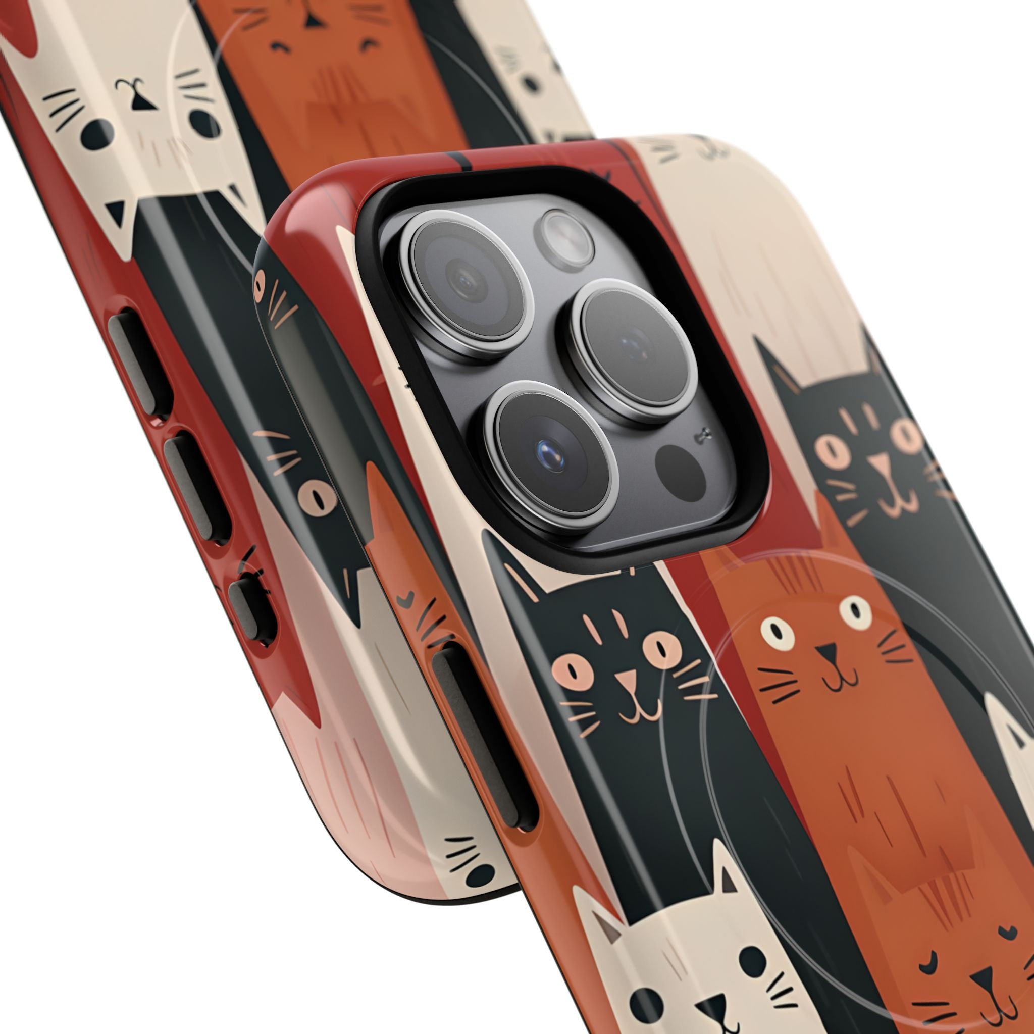 Elongated Cats Black iPhone 15 Pro Case - Tough+