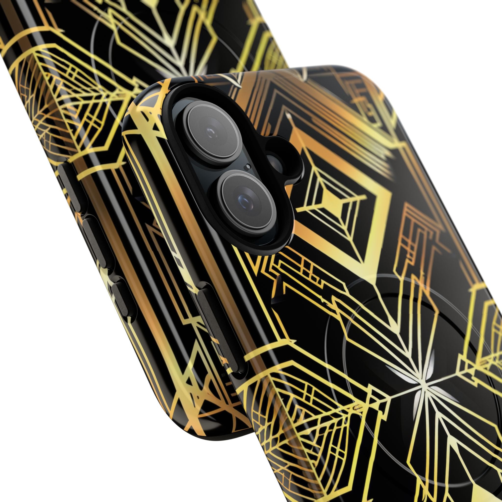 Golden Geometric Symphony iPhone 16 - Tough+