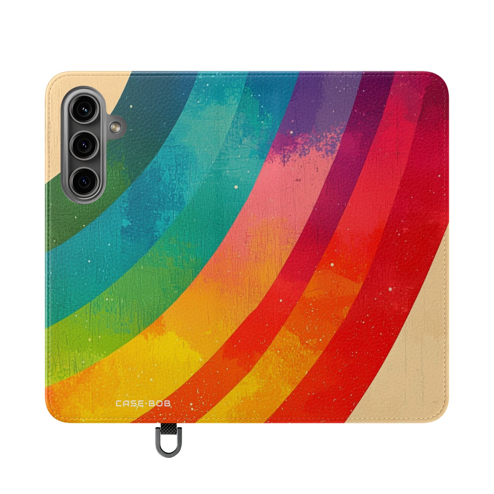 Kaareva sateenkaarituuli - Samsung S24 -lompakkokotelo