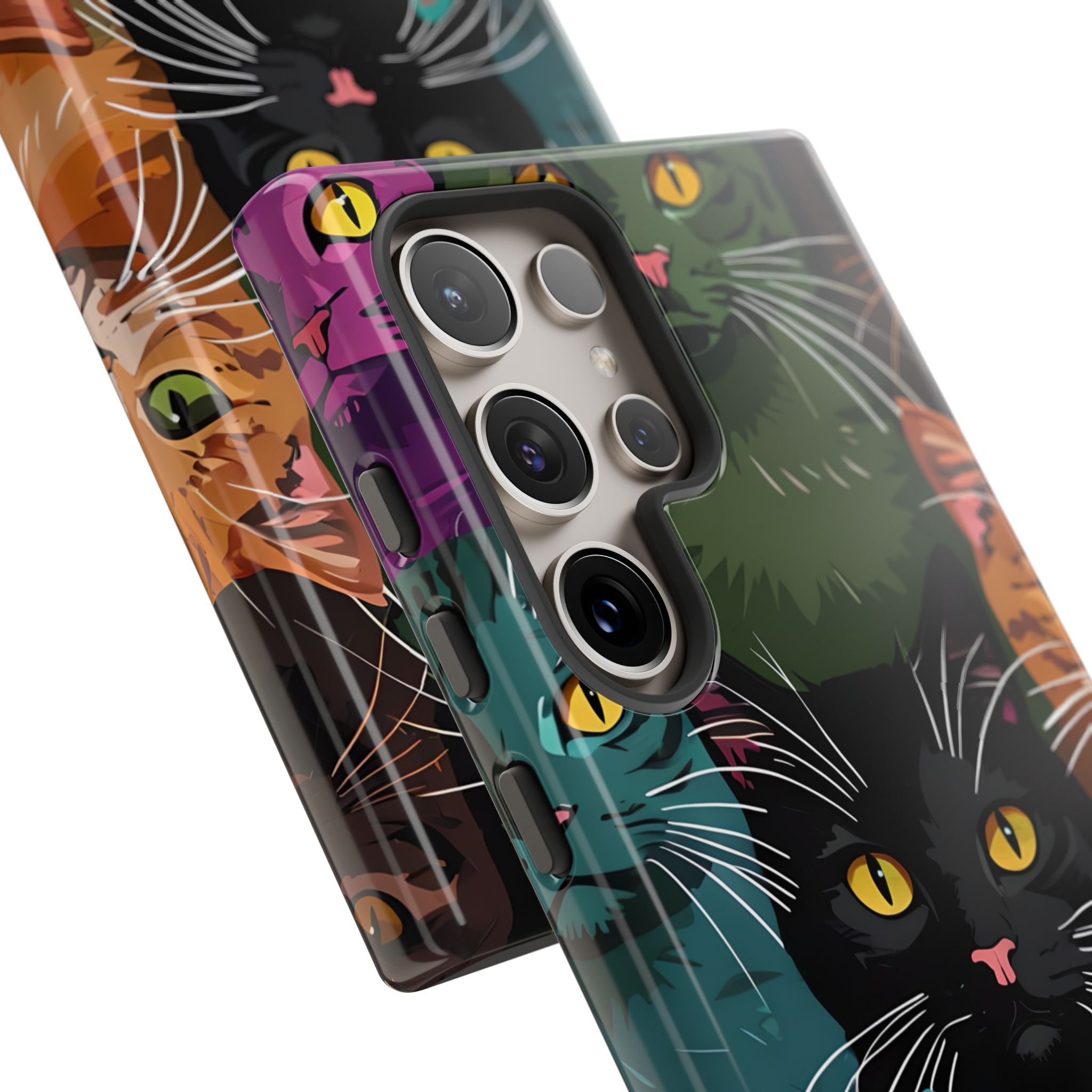 Teal Cat Grid Samsung S24 Ultra Case - Tough