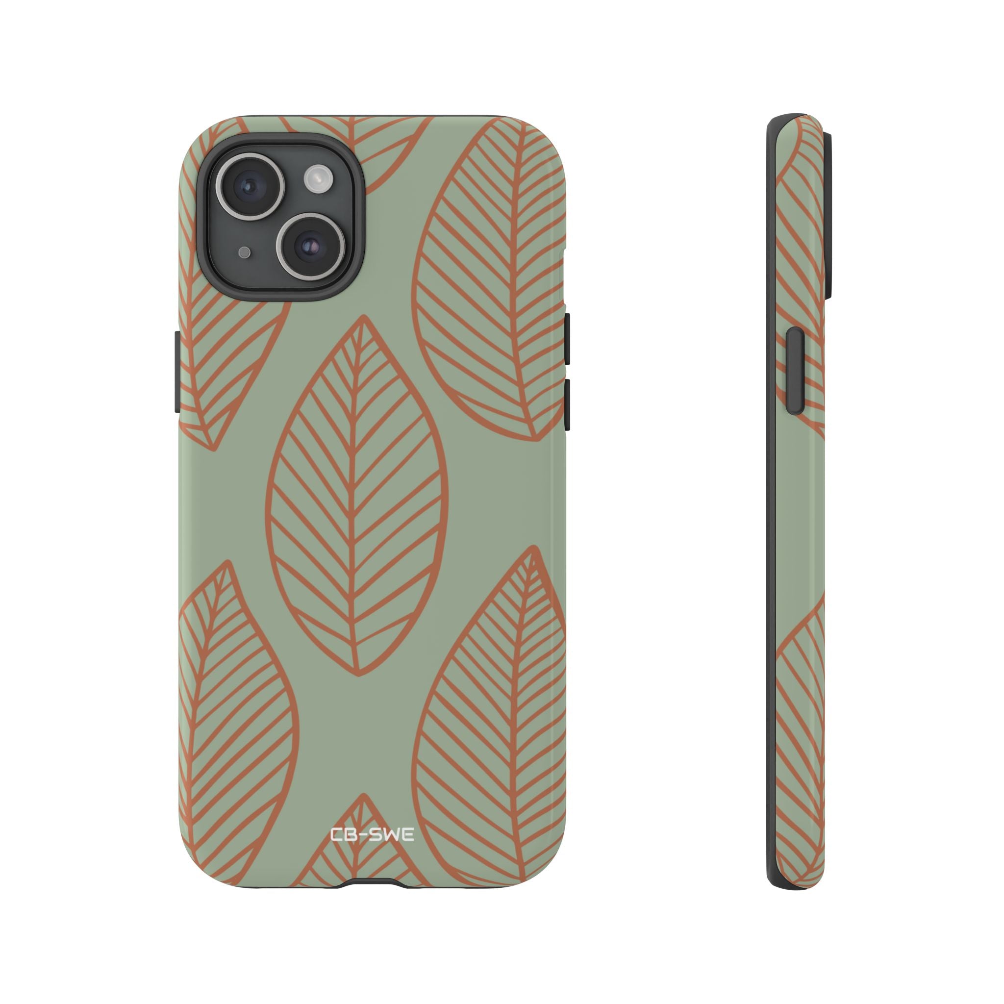 Mint and Orange Leaves - iPhone Case