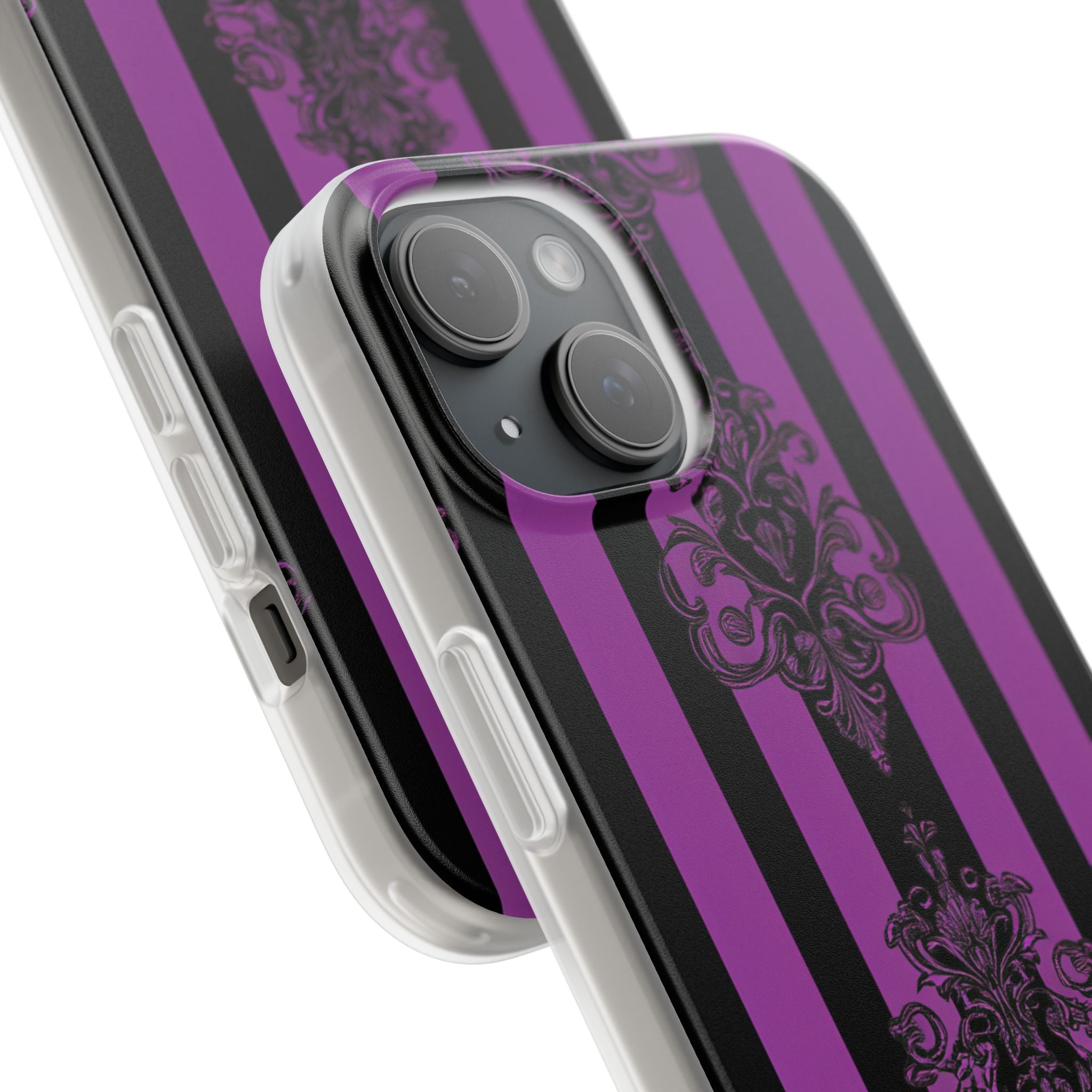 Damask Elegance Purple iPhone 15 Case - Soft