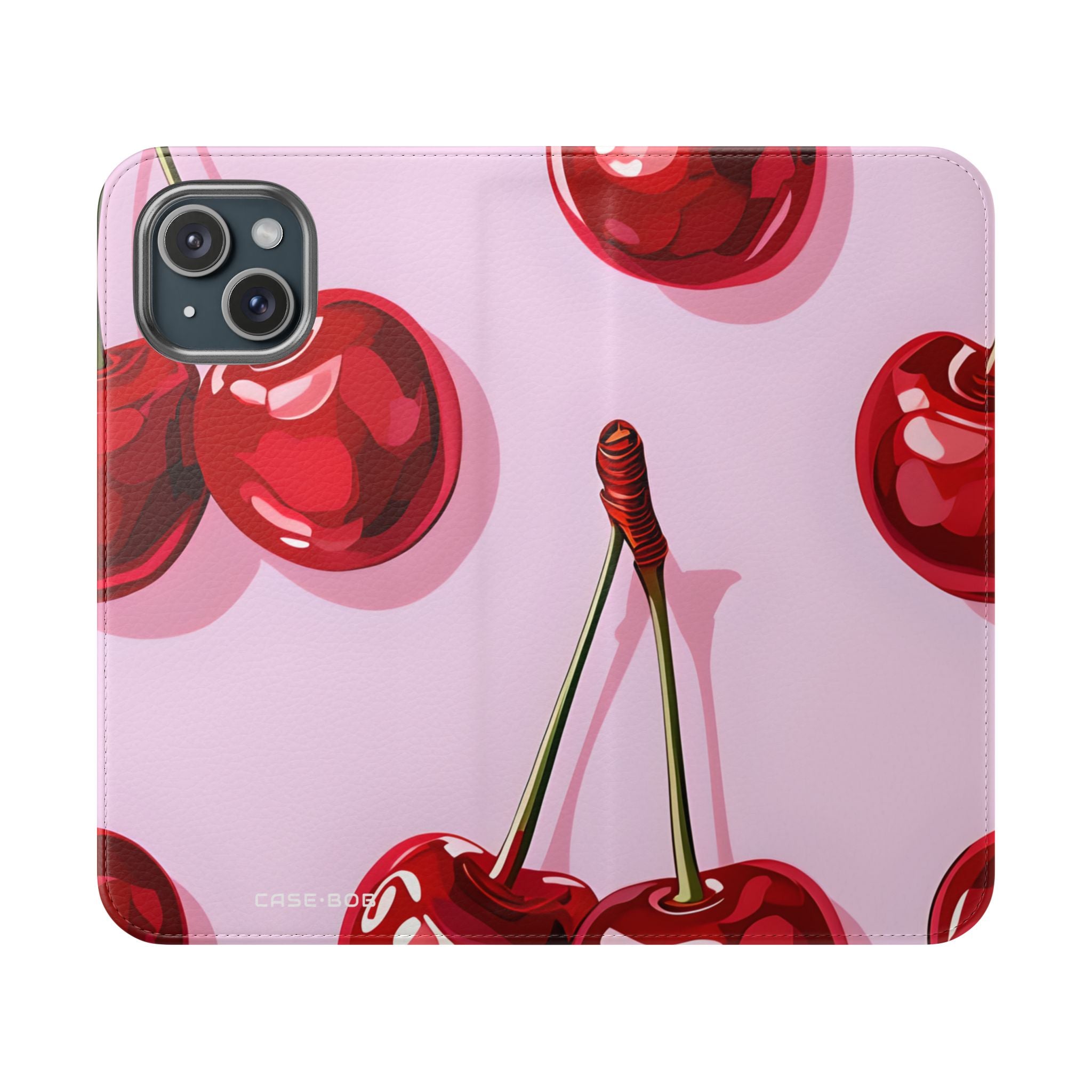 Kiiltävä Kirsikan Hehku - iPhone 15 -case -lompakku