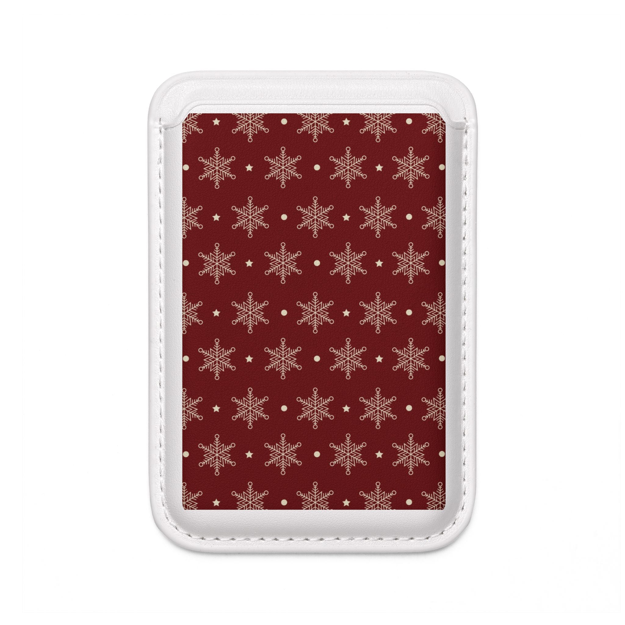 Cream Snowflakes Crimson Wallet – MagSafe Ready