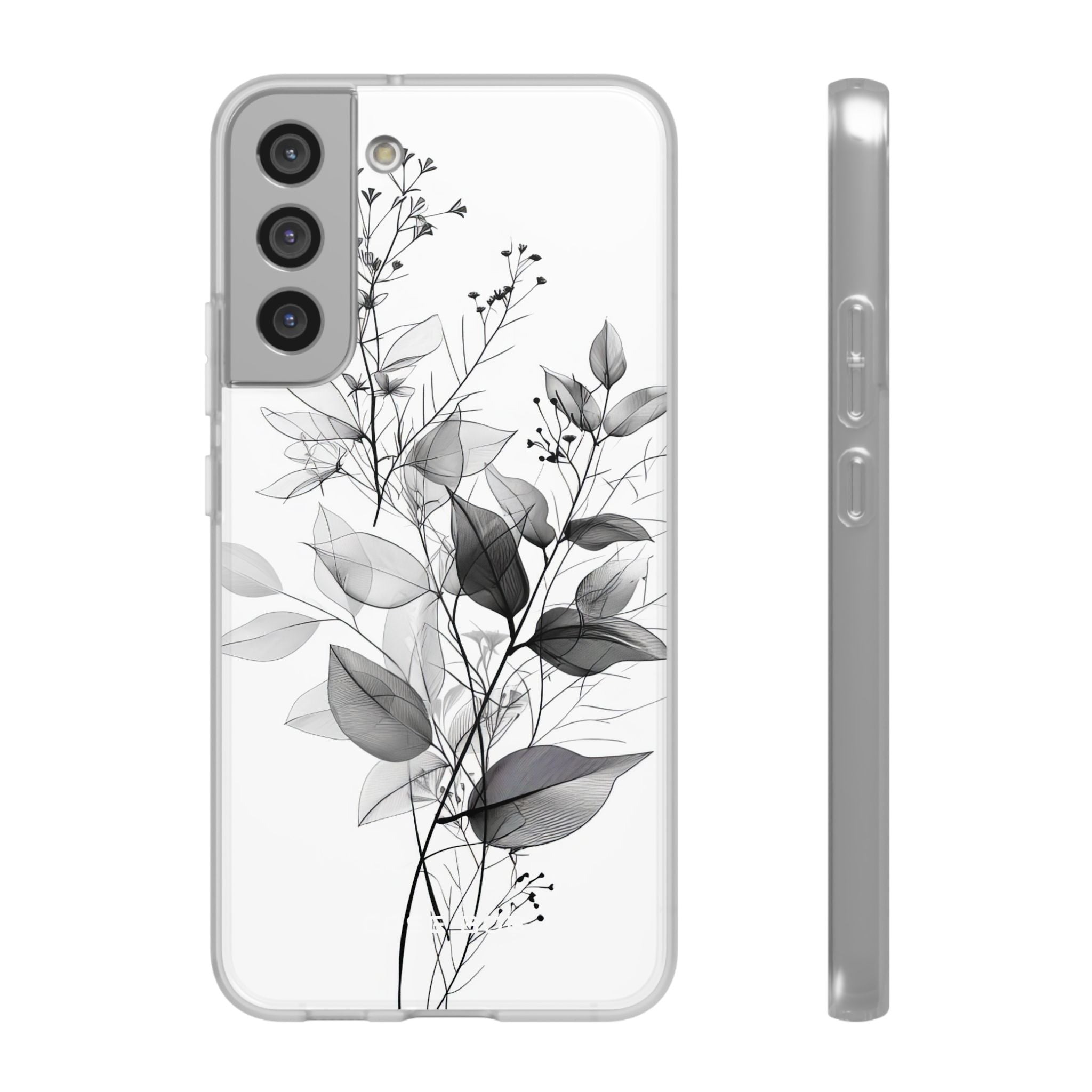 Veined Leaves Gray Samsung S22 Plus Case - Soft
