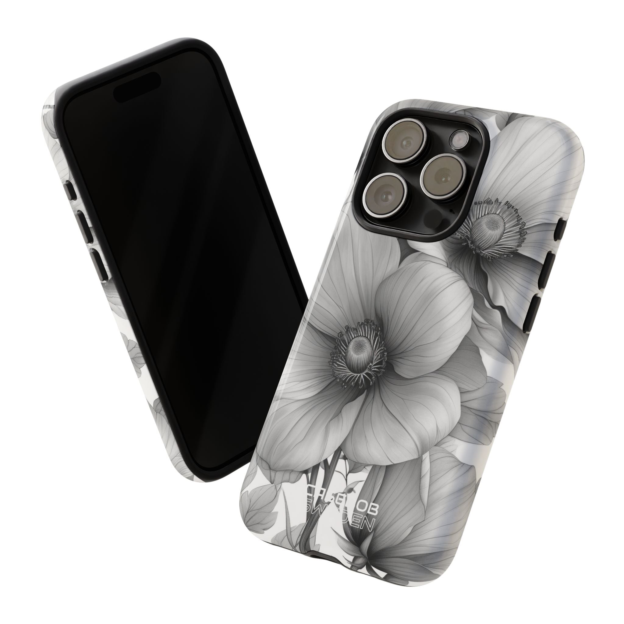 Grijstinten Bloemenharmonie iPhone 15 - Tough