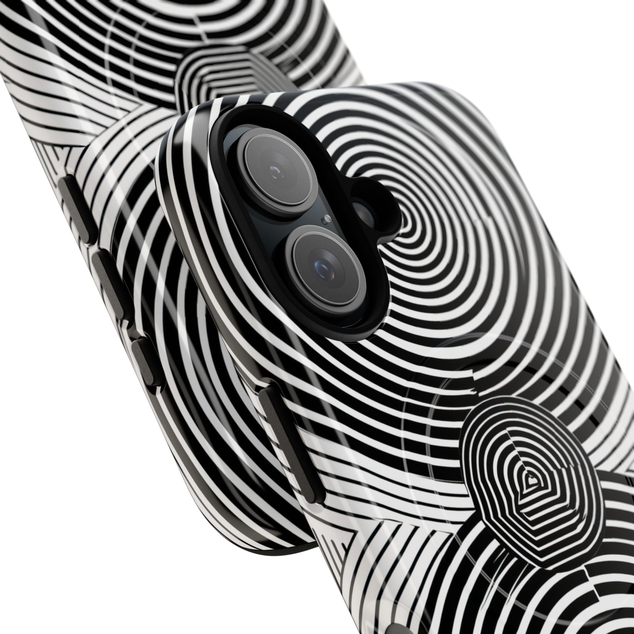 Monochrome Spiral Motion iPhone 16 - Tough+