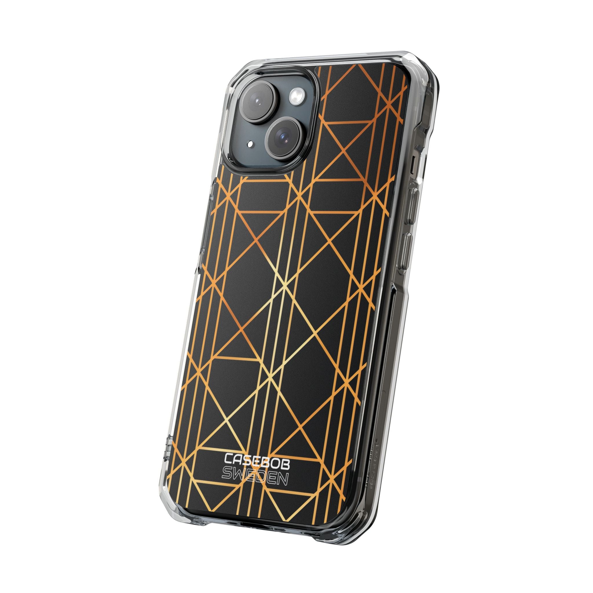 Golden Geometric Elegance iPhone 15 - Impact Clear+