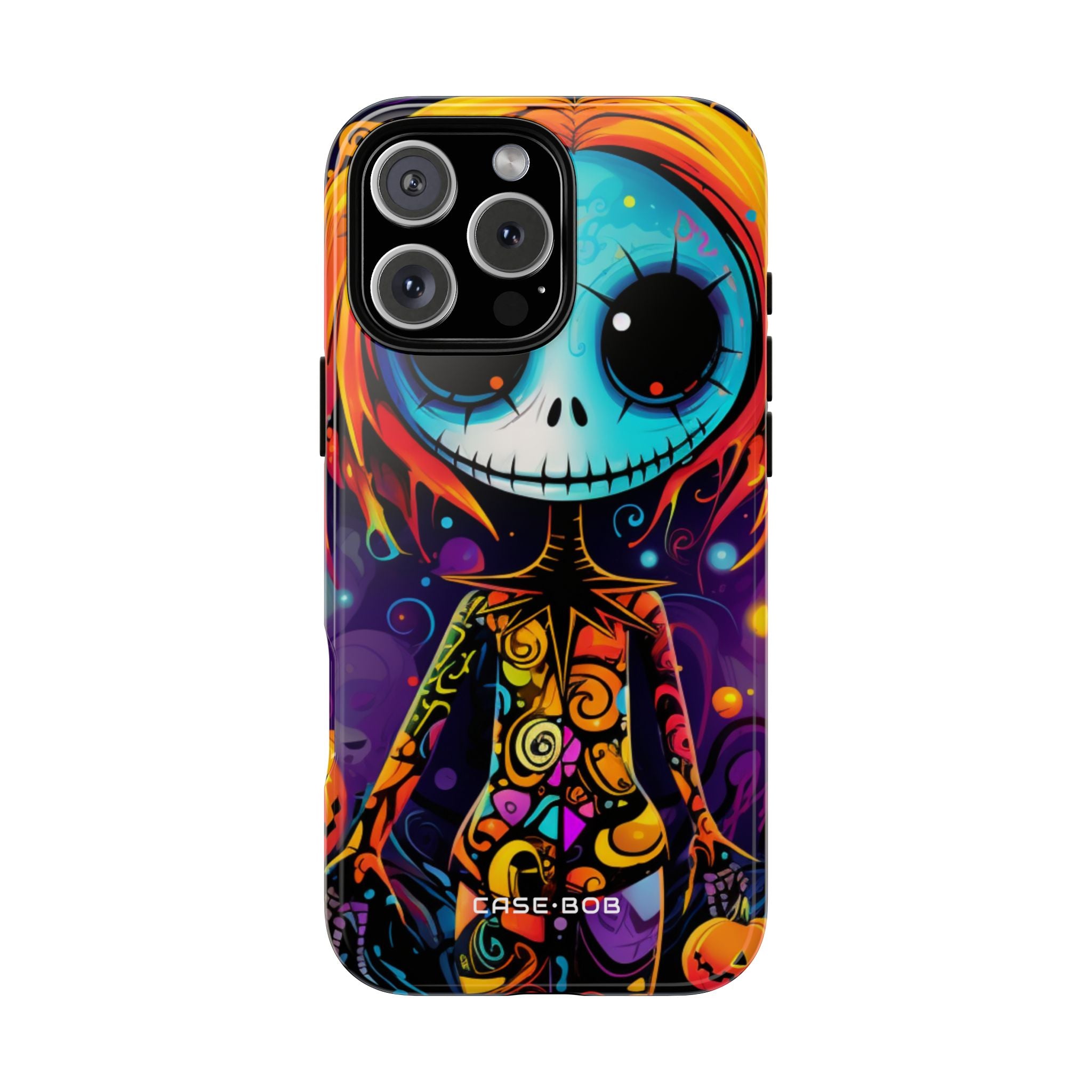 Blue Skull Swirl iPhone 16 Pro Max Case - Tough
