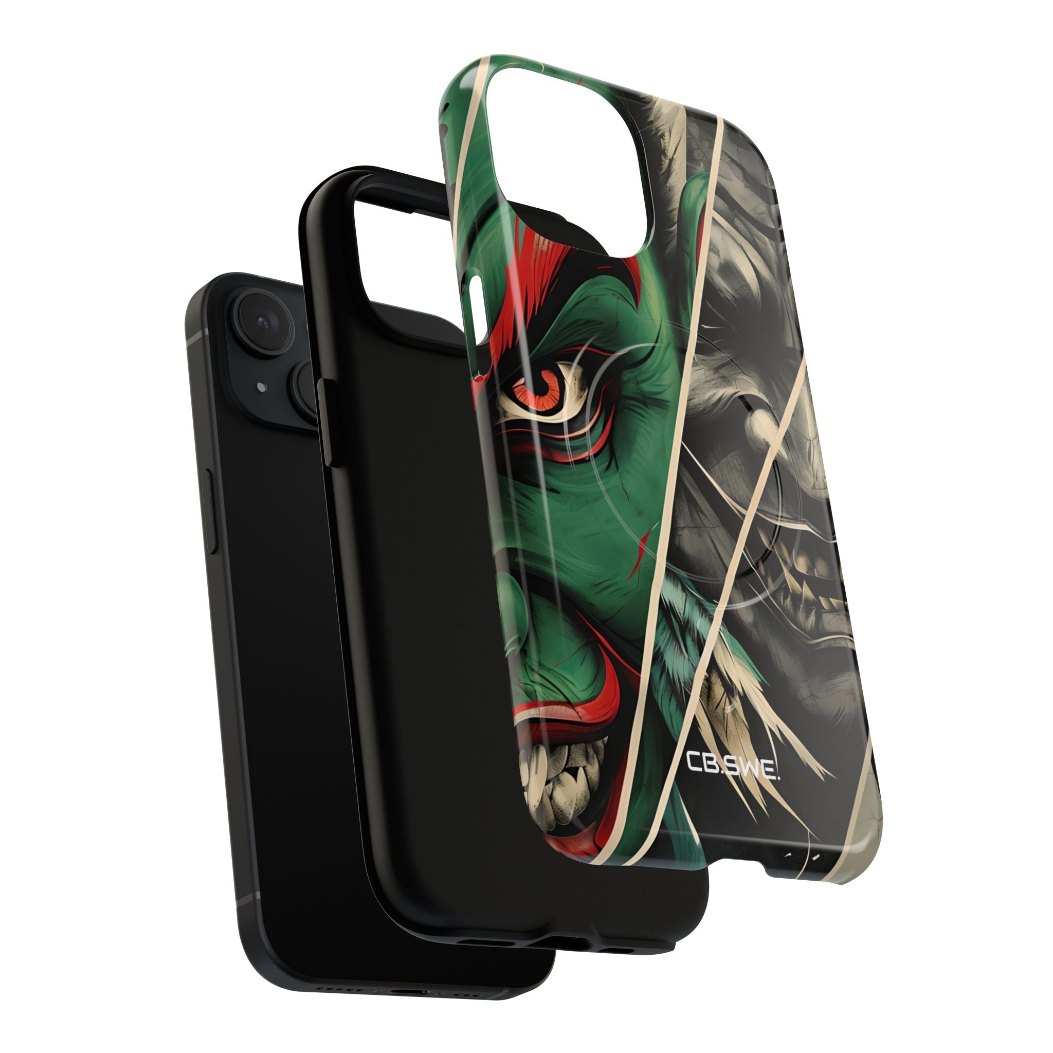 Striking Japanese Mask Art Vivid Colors iPhone 15 - Tough+