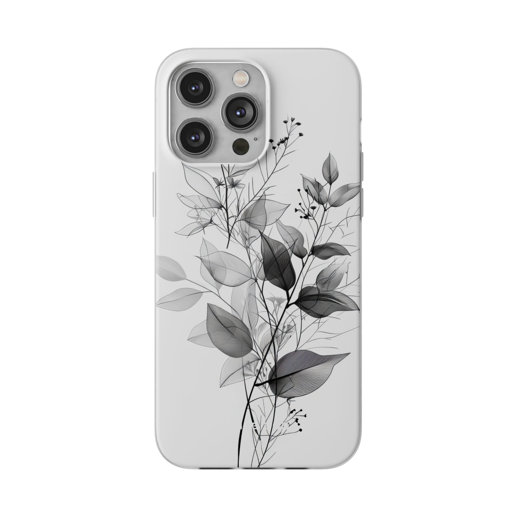 Veined Leaves Gray iPhone 14 Pro Max Case - Soft