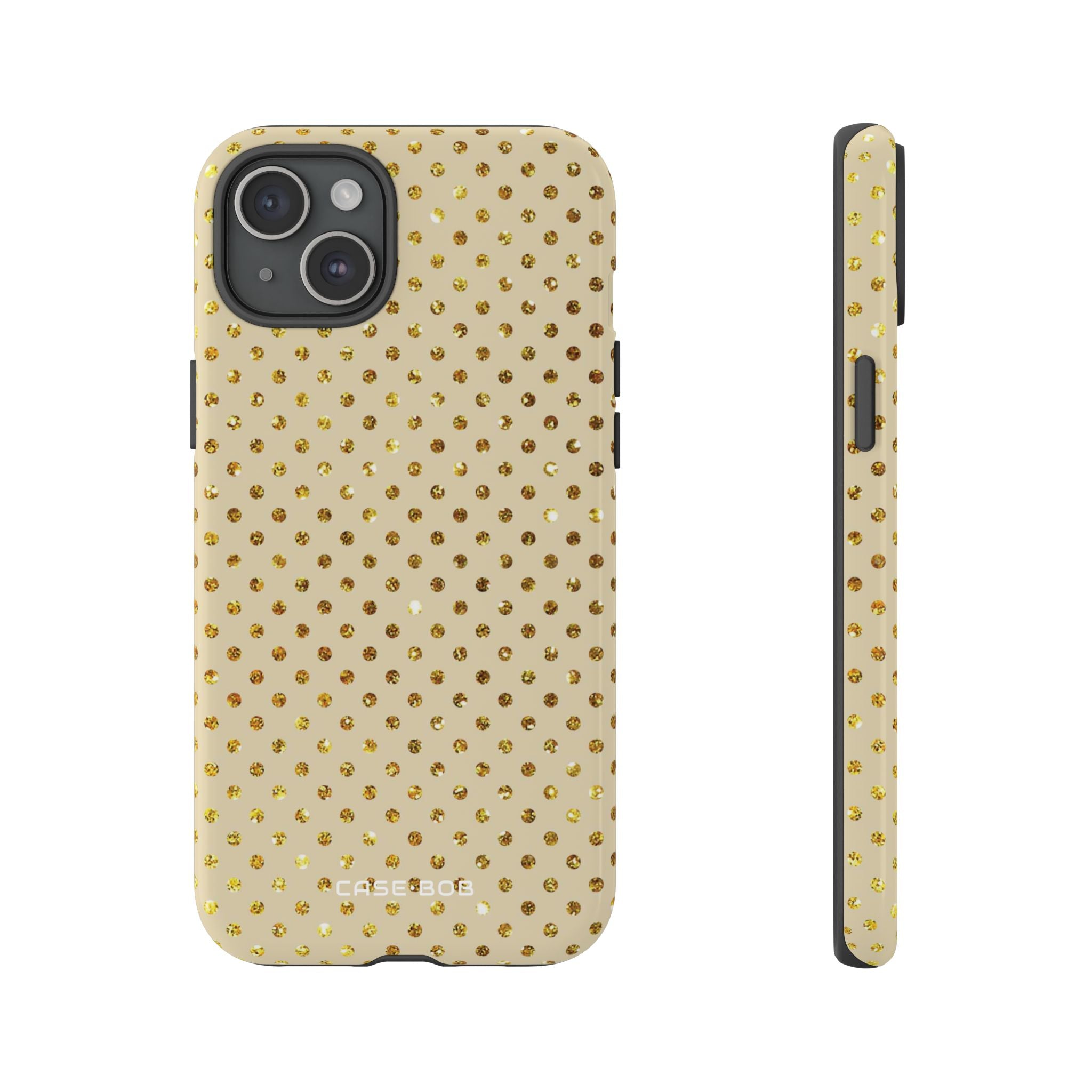 Gold Sparkle Grid iPhone 15 Plus Case - Tough
