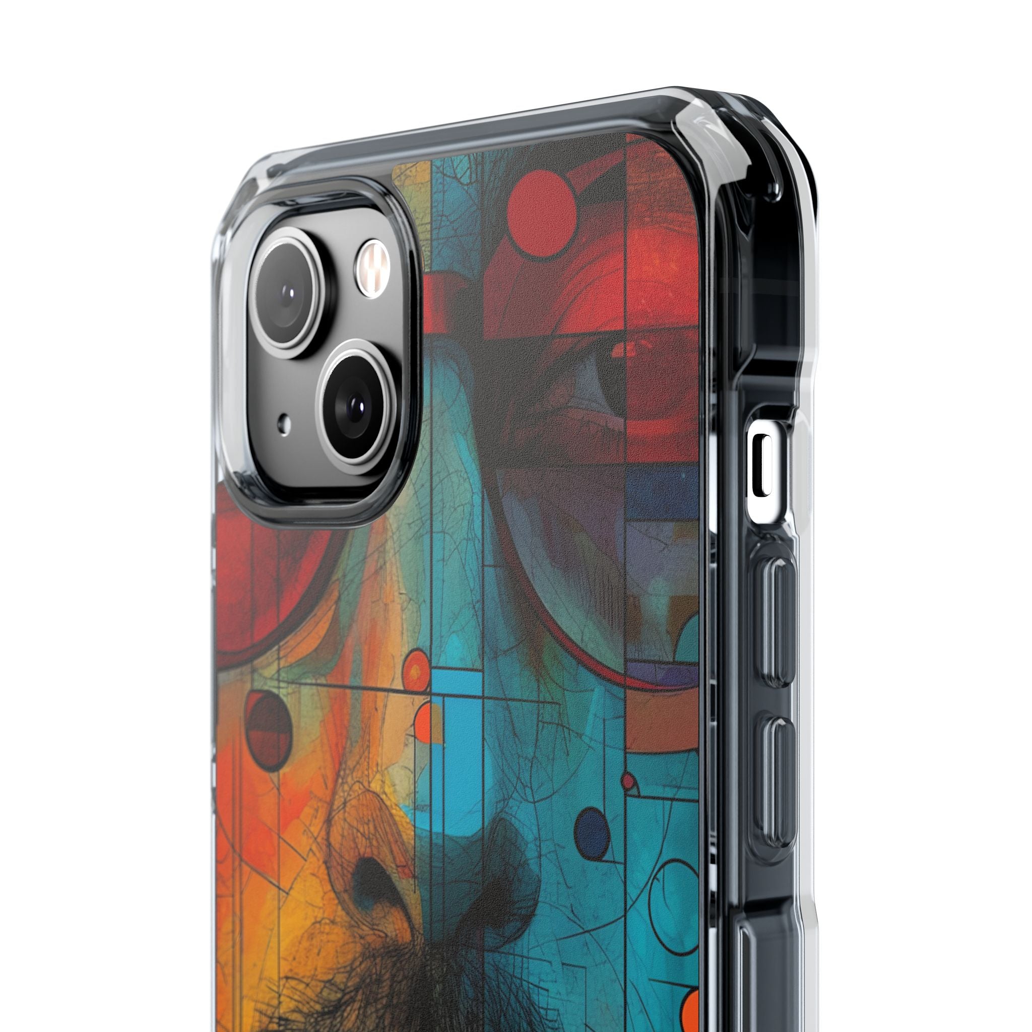 Cubistische Bril Gezicht iPhone 14 - Impact Clear+