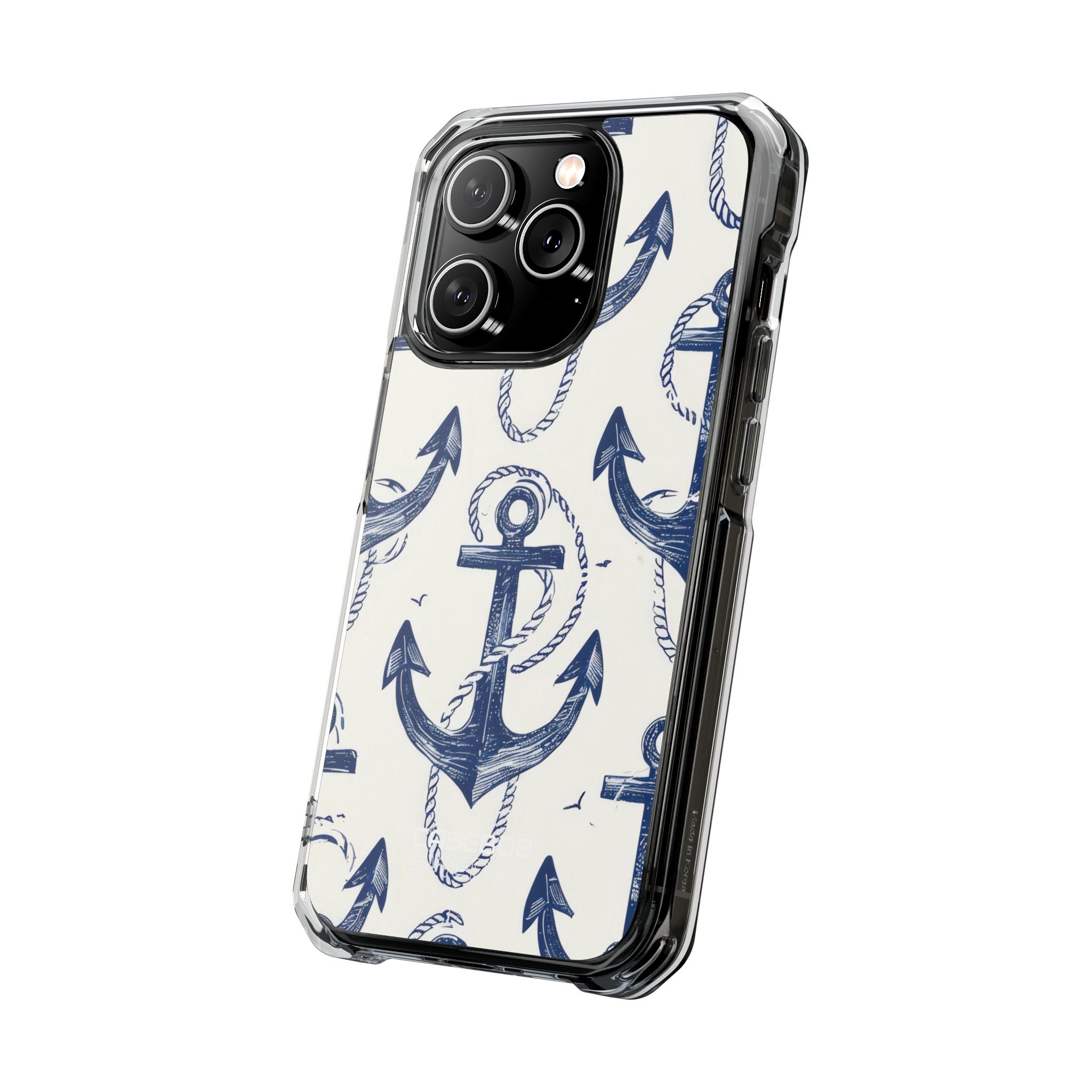 Navy Anchor Tapestry iPhone 14 - Impact Clear+
