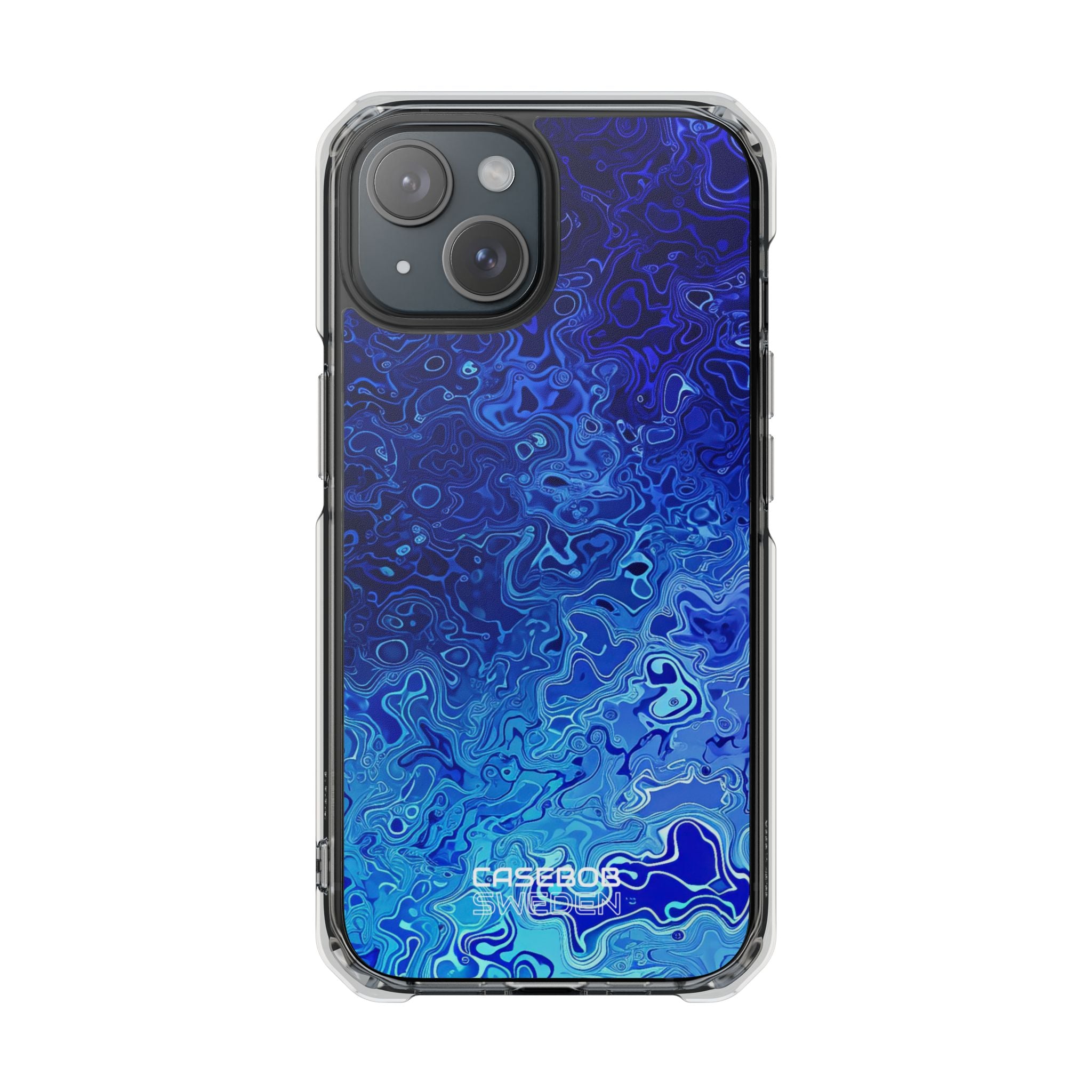 Swirling Blue Currents iPhone 15 - Impact Clear+