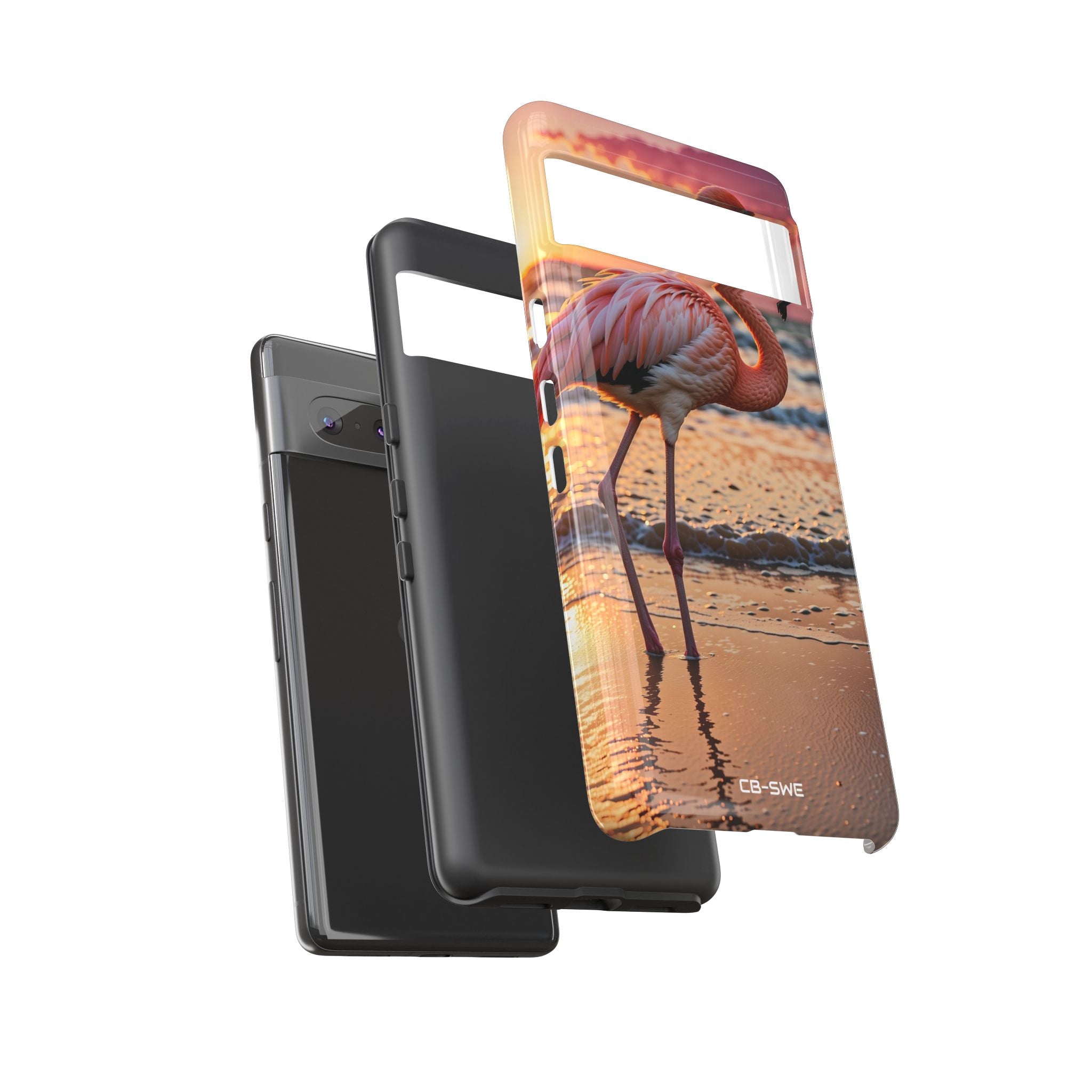 Sunset Flamingo Stand - Google Pixel Case
