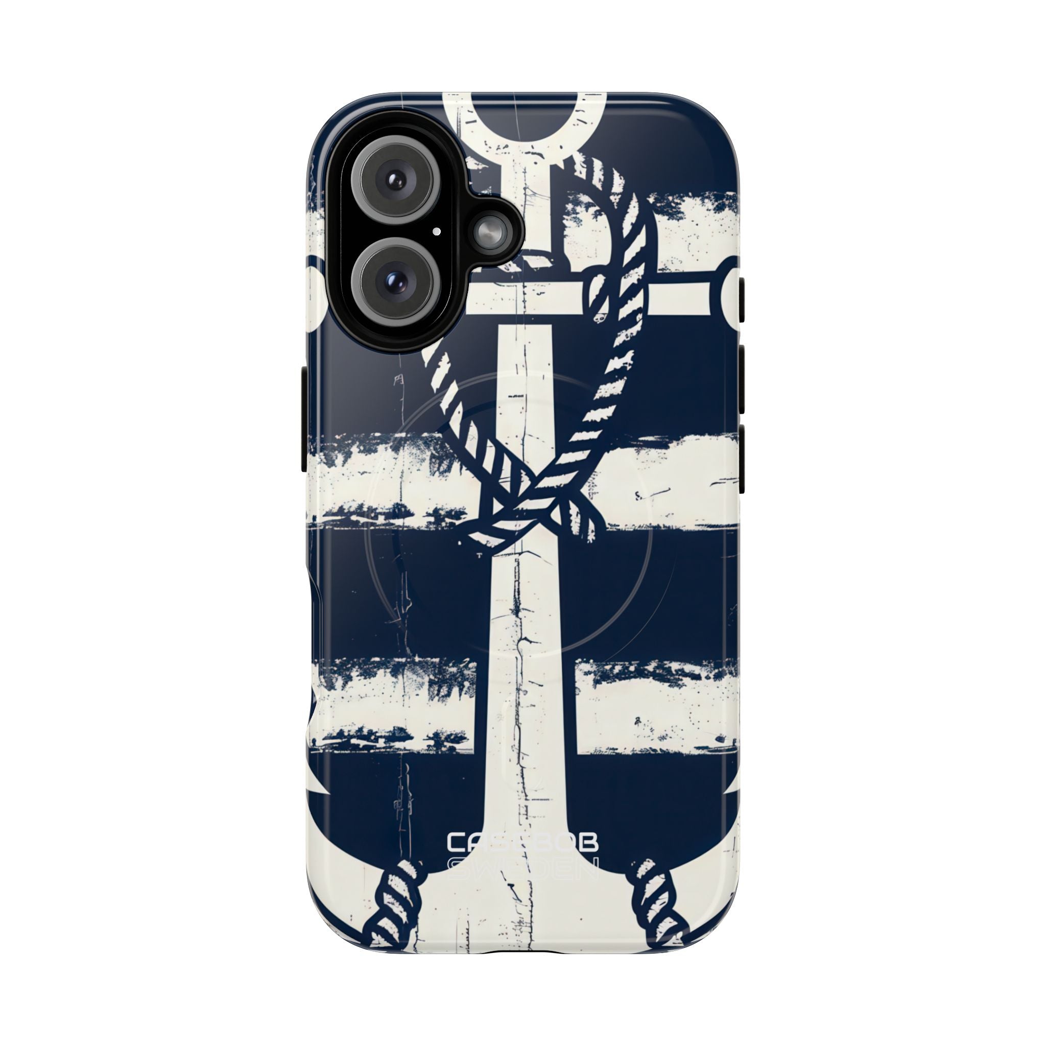 Navy Anchor Stripes iPhone 16 - Tough+