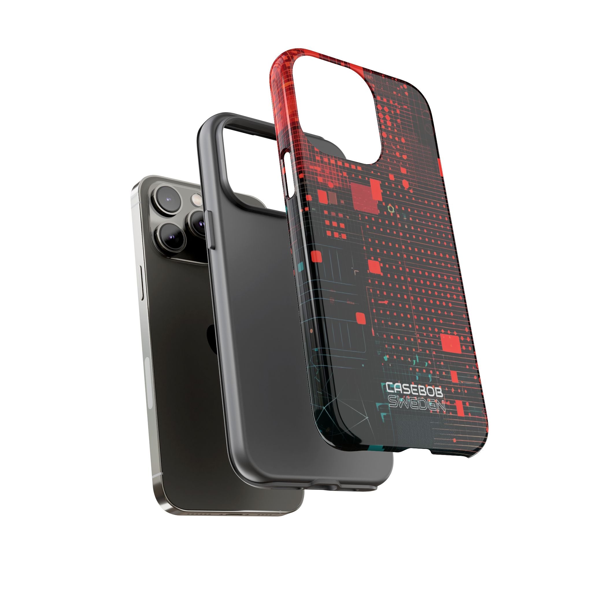 Crimson Circuit Grid iPhone 14 - Tough