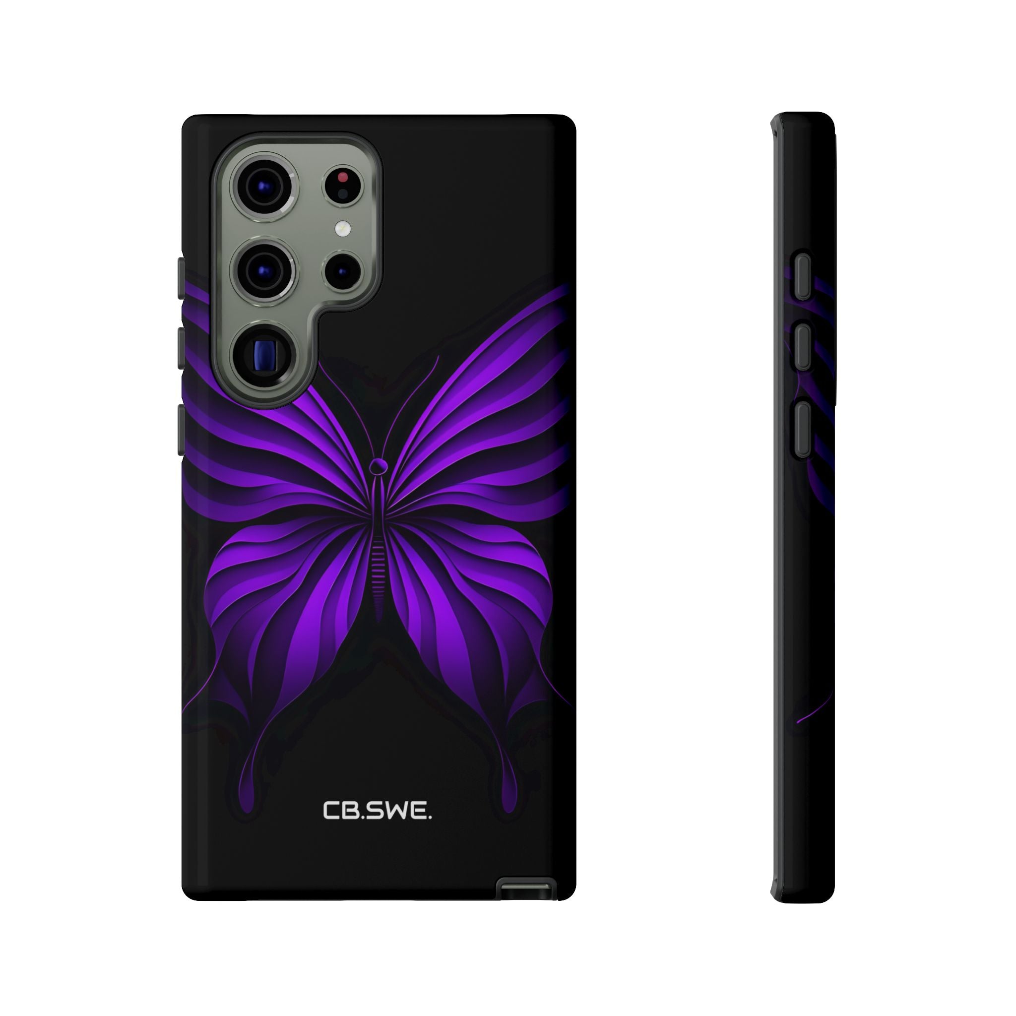 Symmetrical Neon Purple Butterfly Samsung S23 - Tough