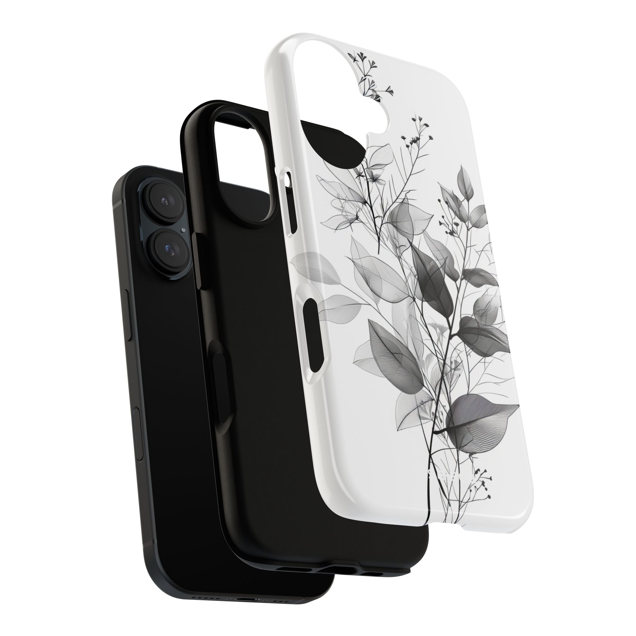 Veined Leaves Gray iPhone 16 Pro Case - Tough