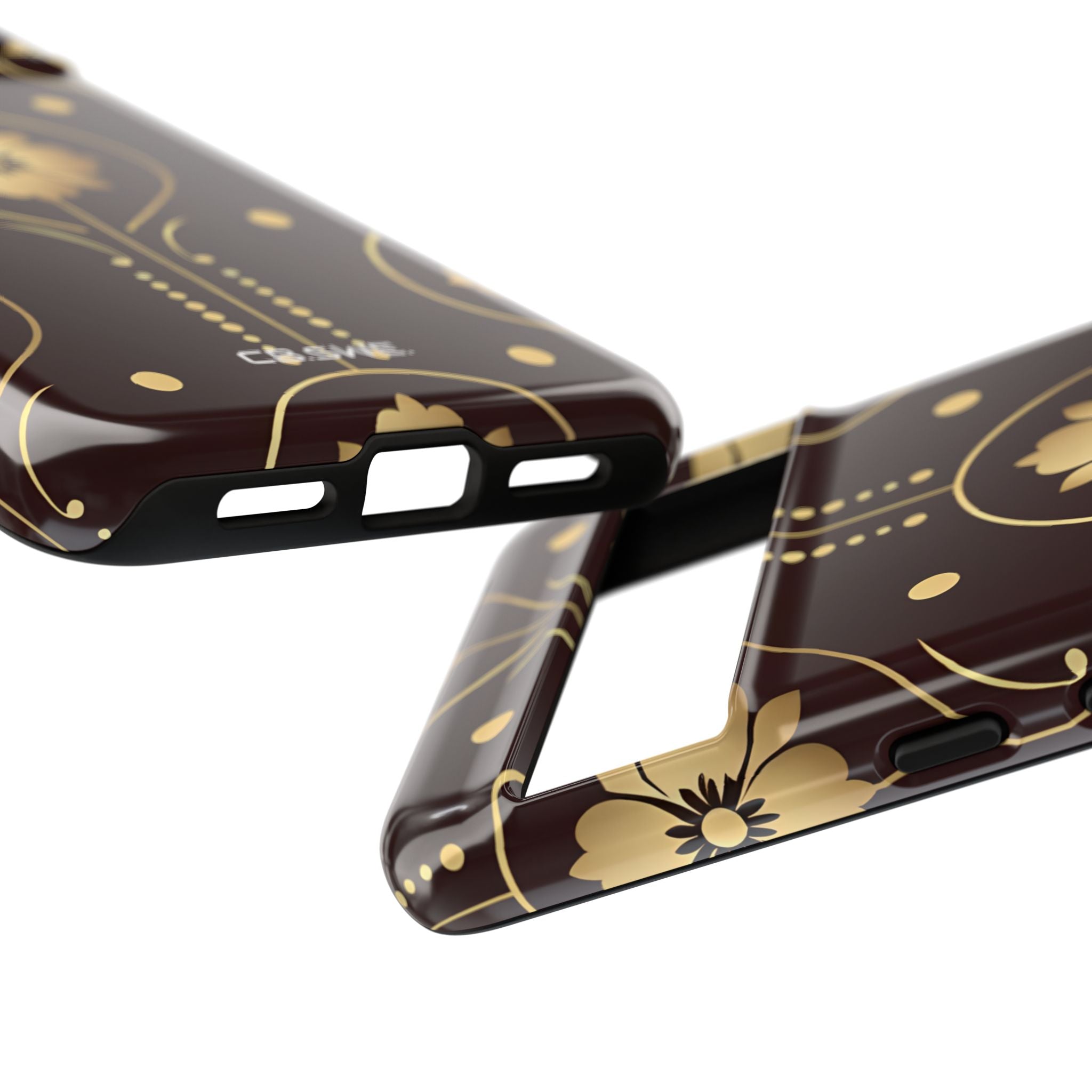 Elegant Gold Floral Symmetrical on Dark Brown Google Pixel 8 - Tough