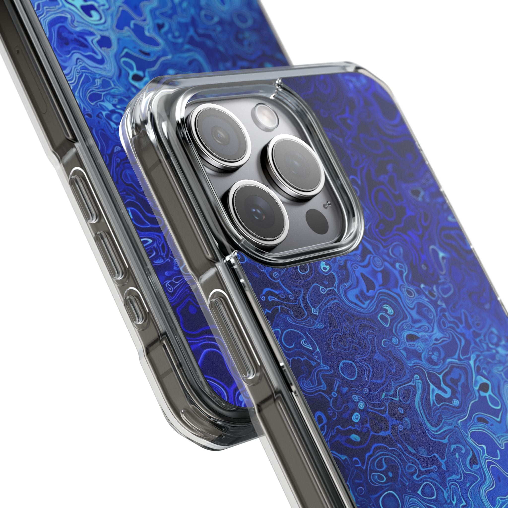 Swirling Blue Currents iPhone 15 - Impact Clear+