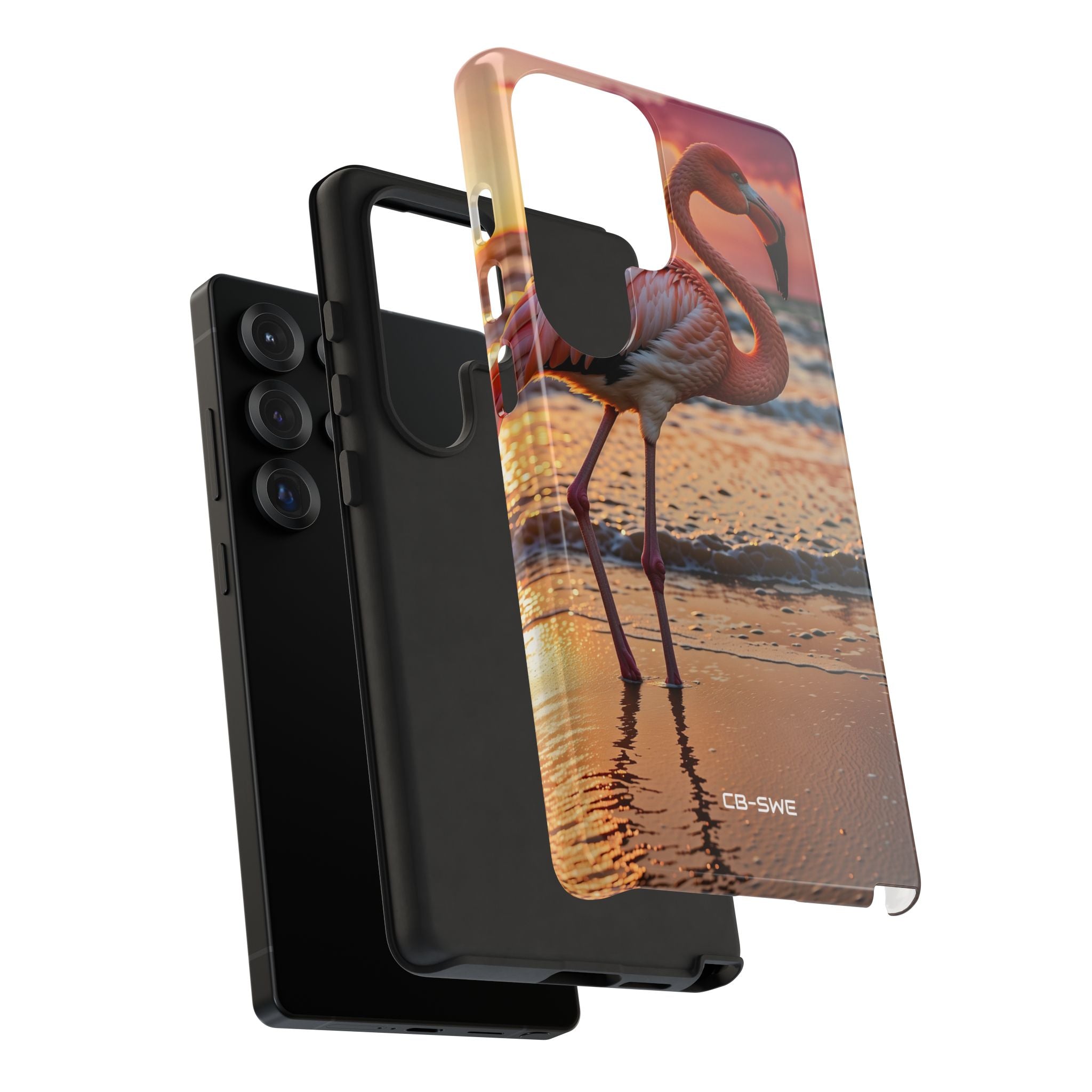 Sunset Flamingo Stand - Samsung Case