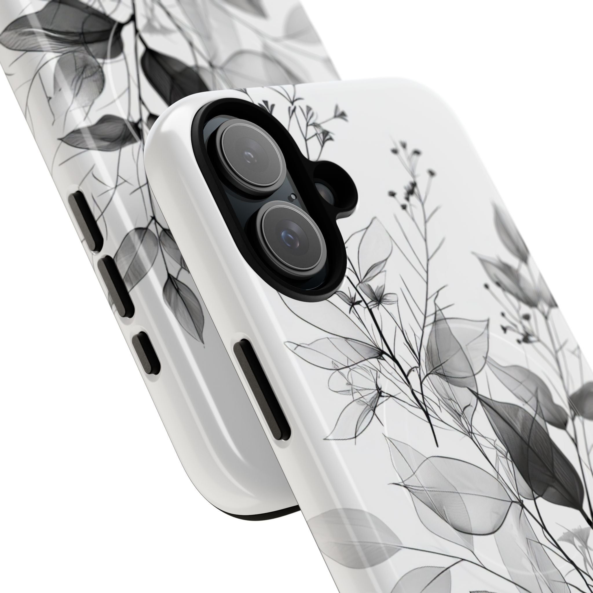 Veined Leaves Gray iPhone 16 Plus Case - Tough+