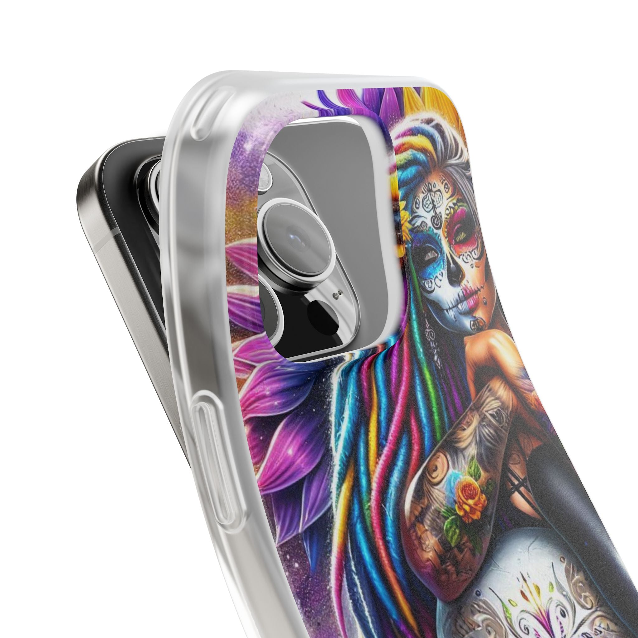 Sunflower Skull Glow iPhone 16 Pro Case - Soft