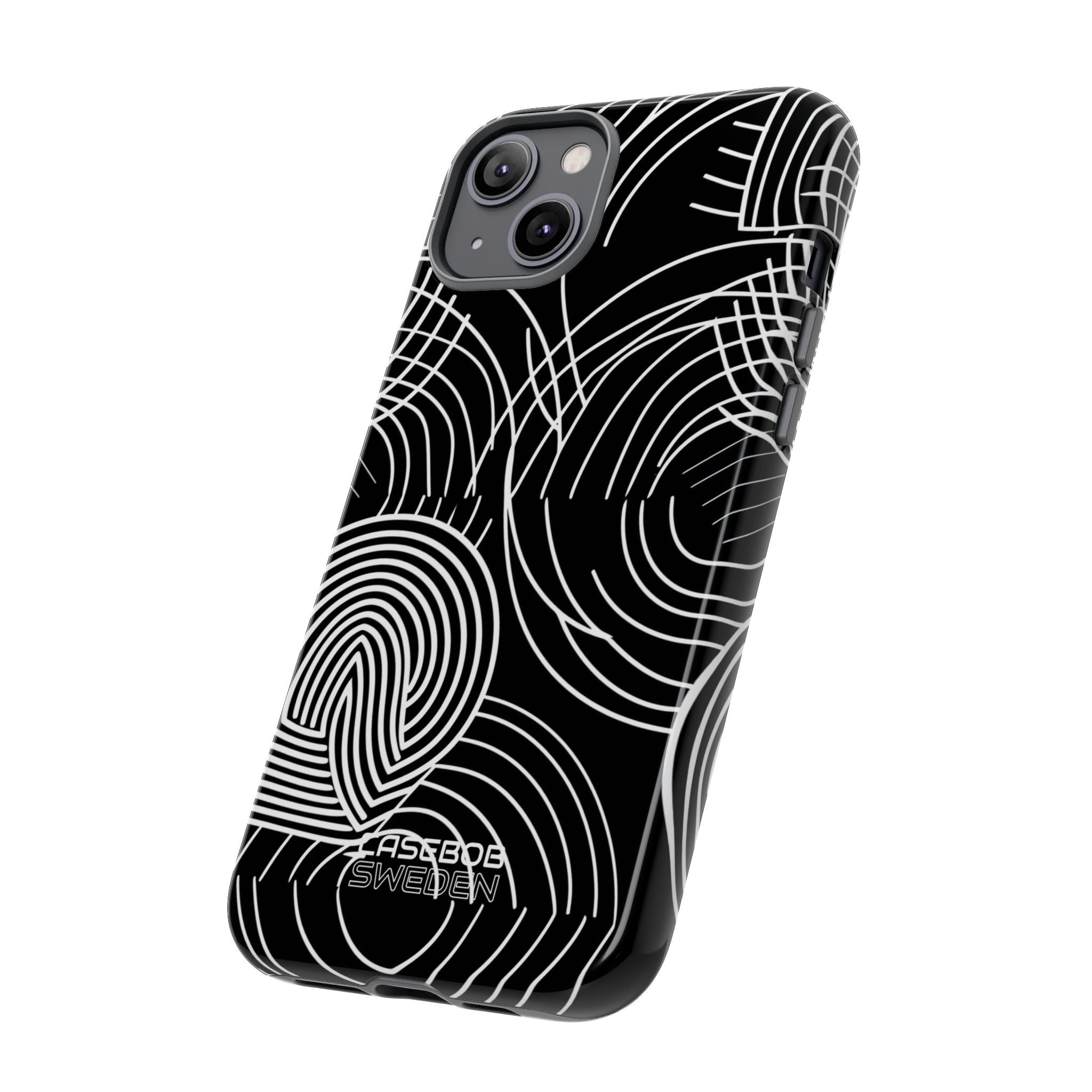 Monochrome Spiral Curves iPhone 14 - Tough