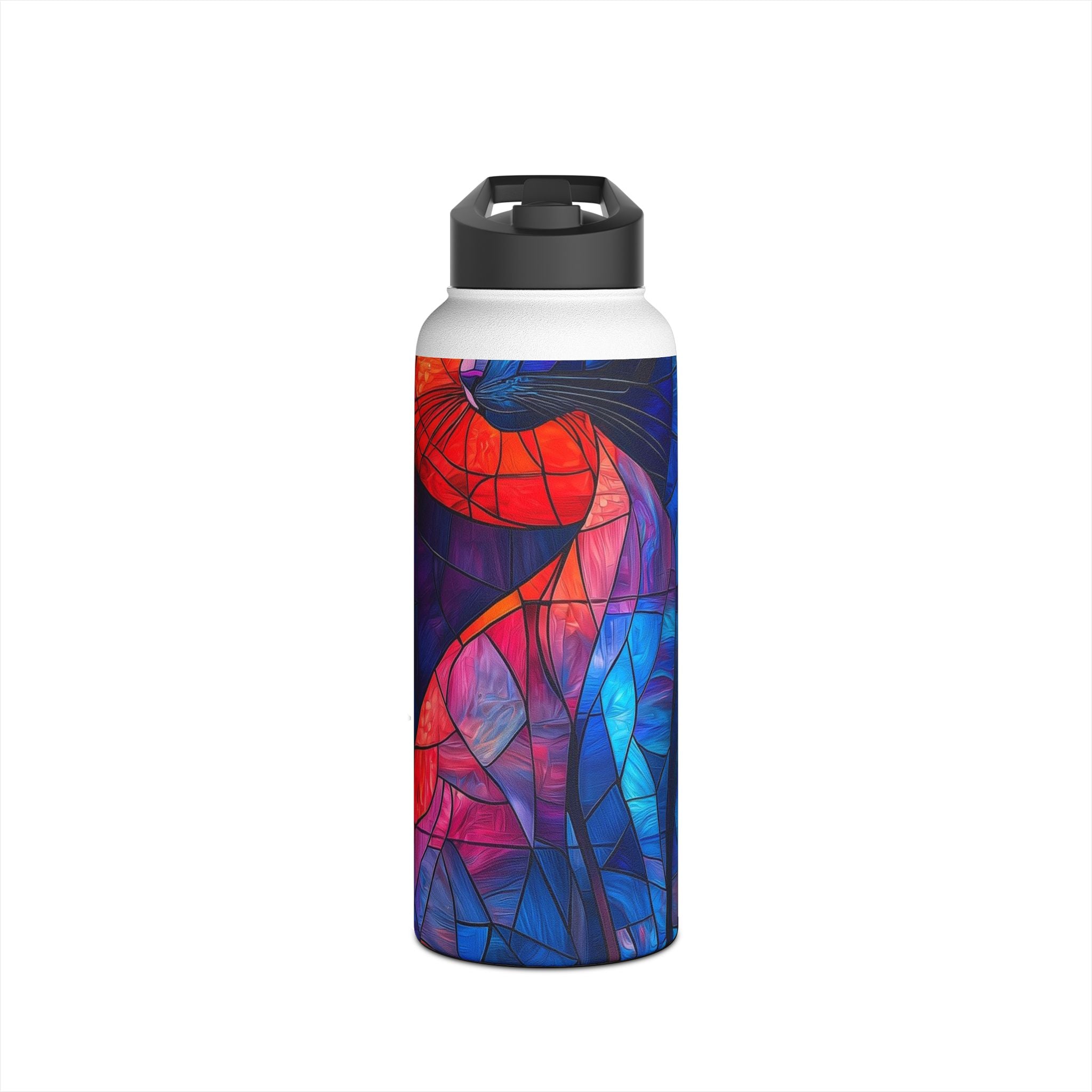 Stained Glass Cat - Stainless Steel Water Bottle