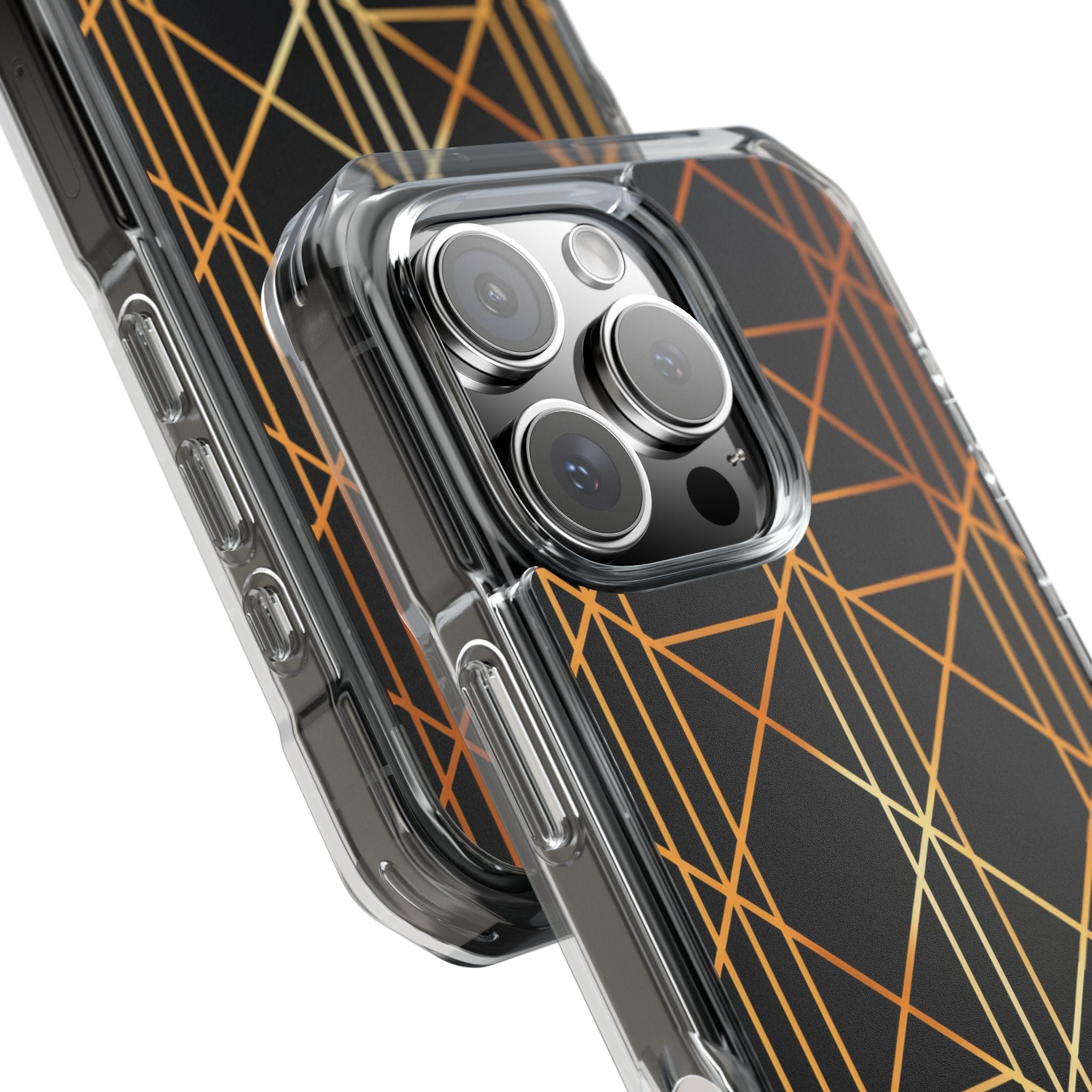 Golden Geometric Elegance iPhone 16 - Impact Clear+
