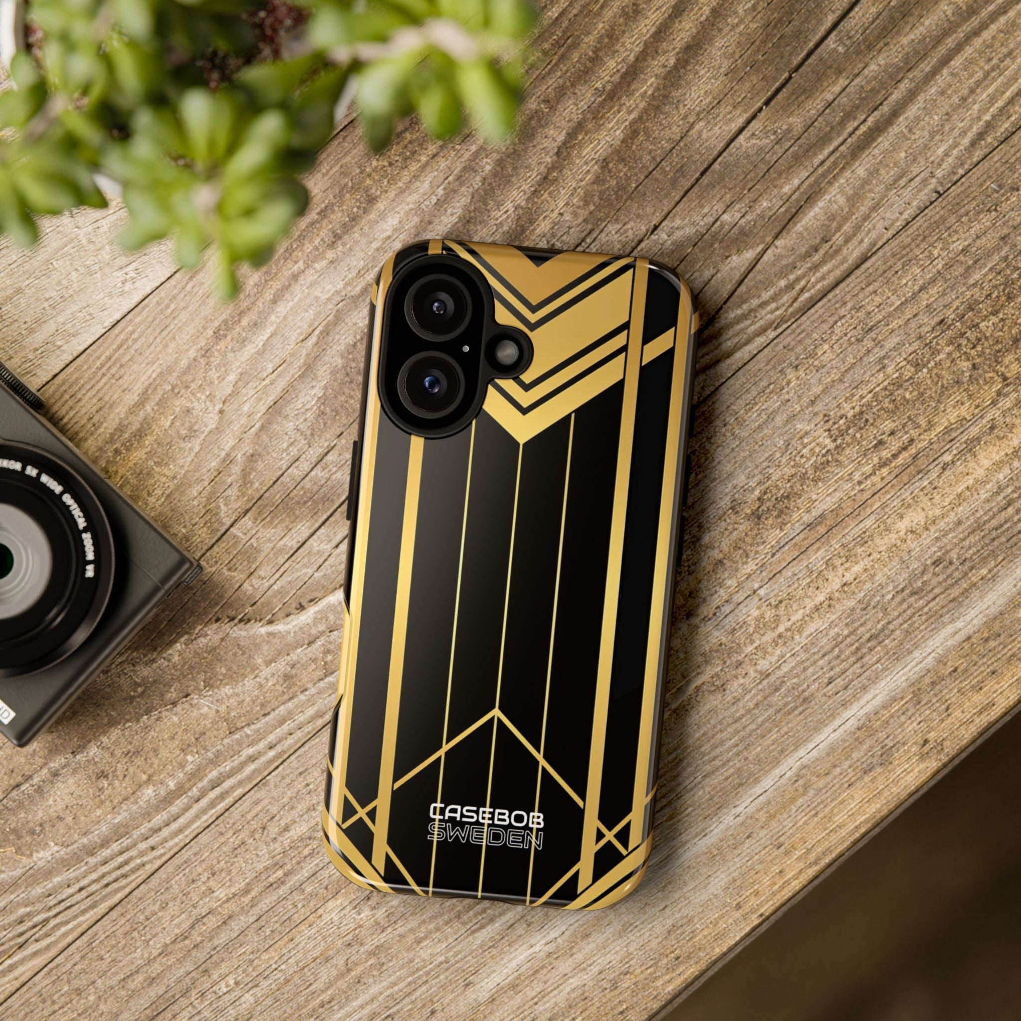 Golden Geometric Symphony iPhone 16 - Tough