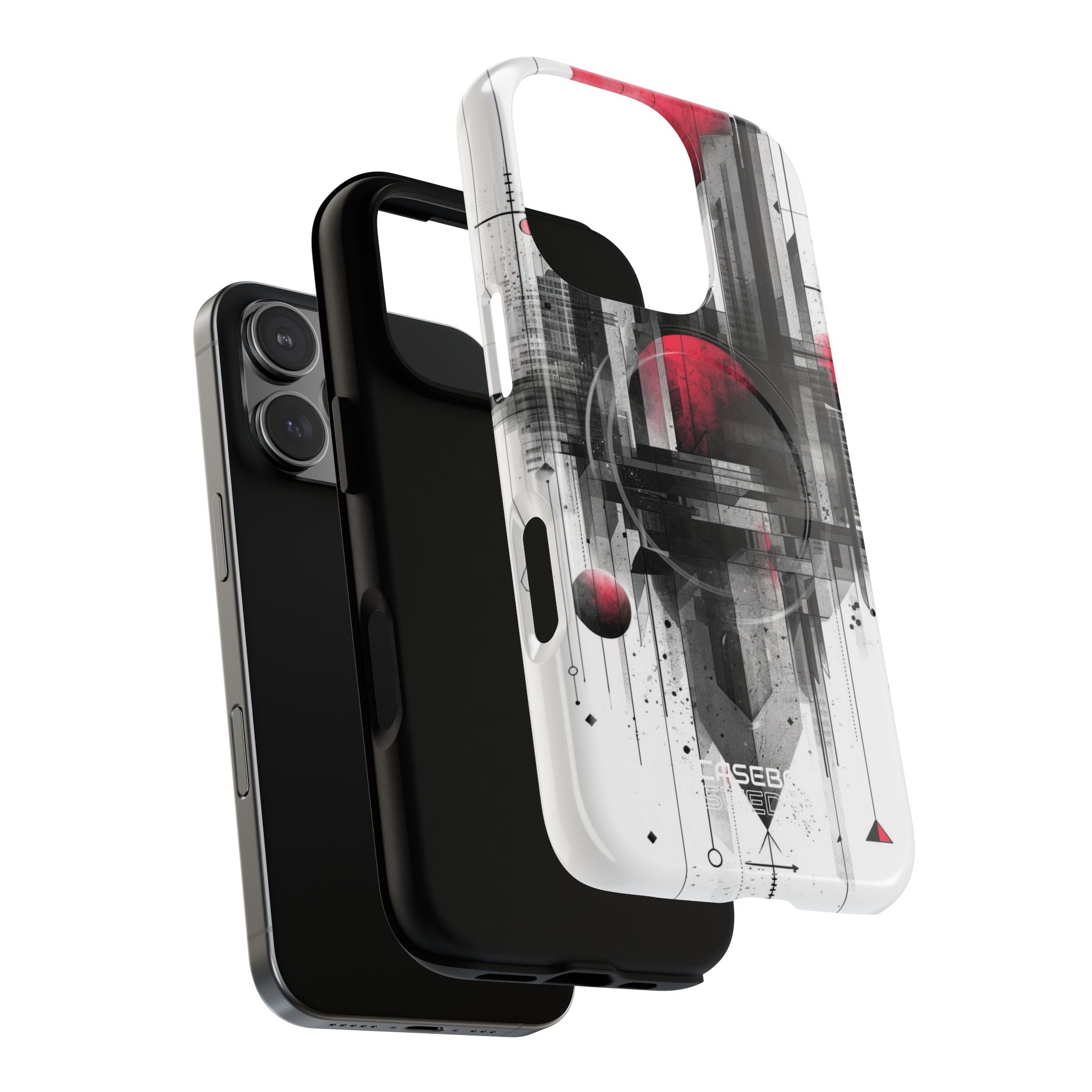 Griglia Cremisi Paesaggio Urbano iPhone 16 - Tough+