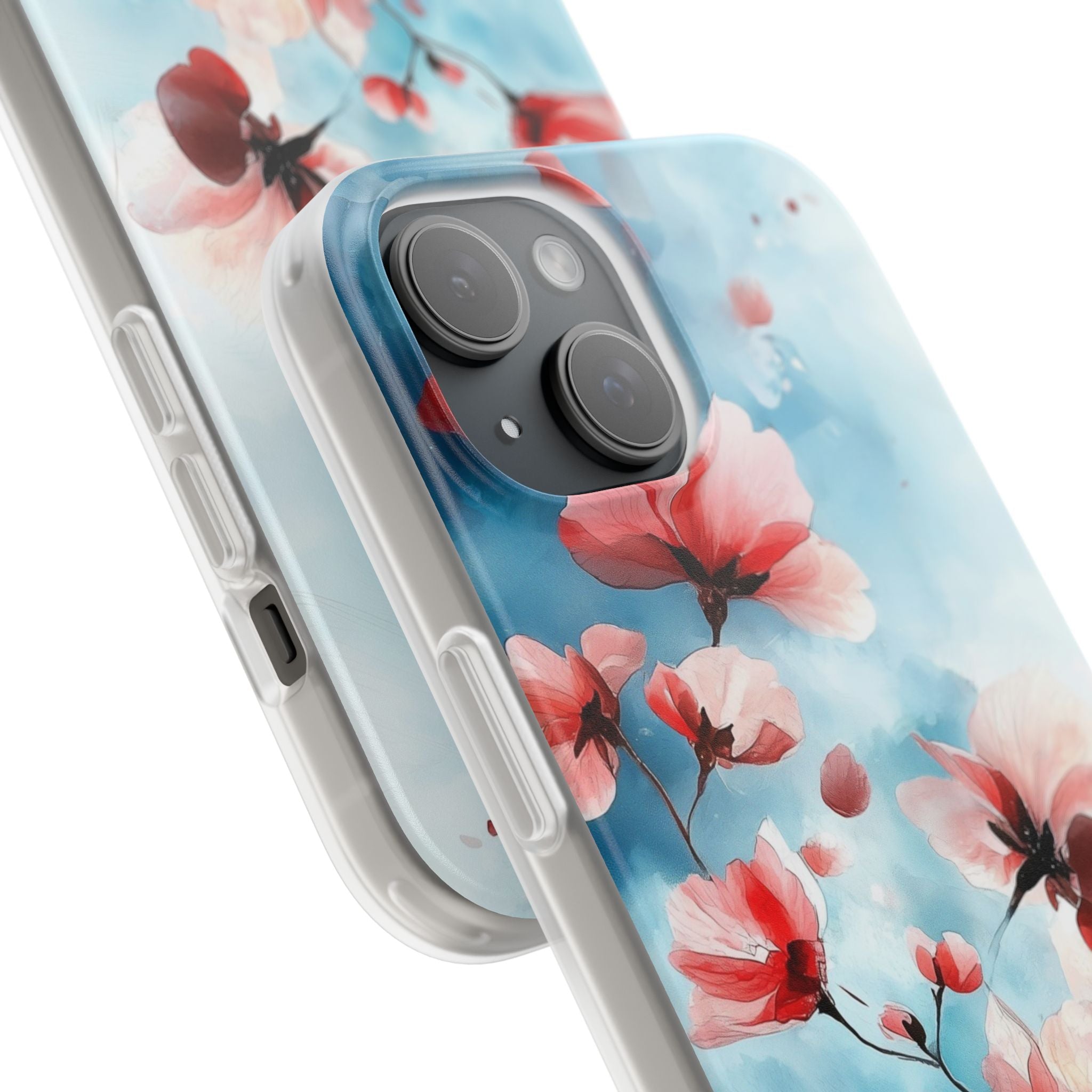 Pink Blossom Drift iPhone 15 Case - Soft