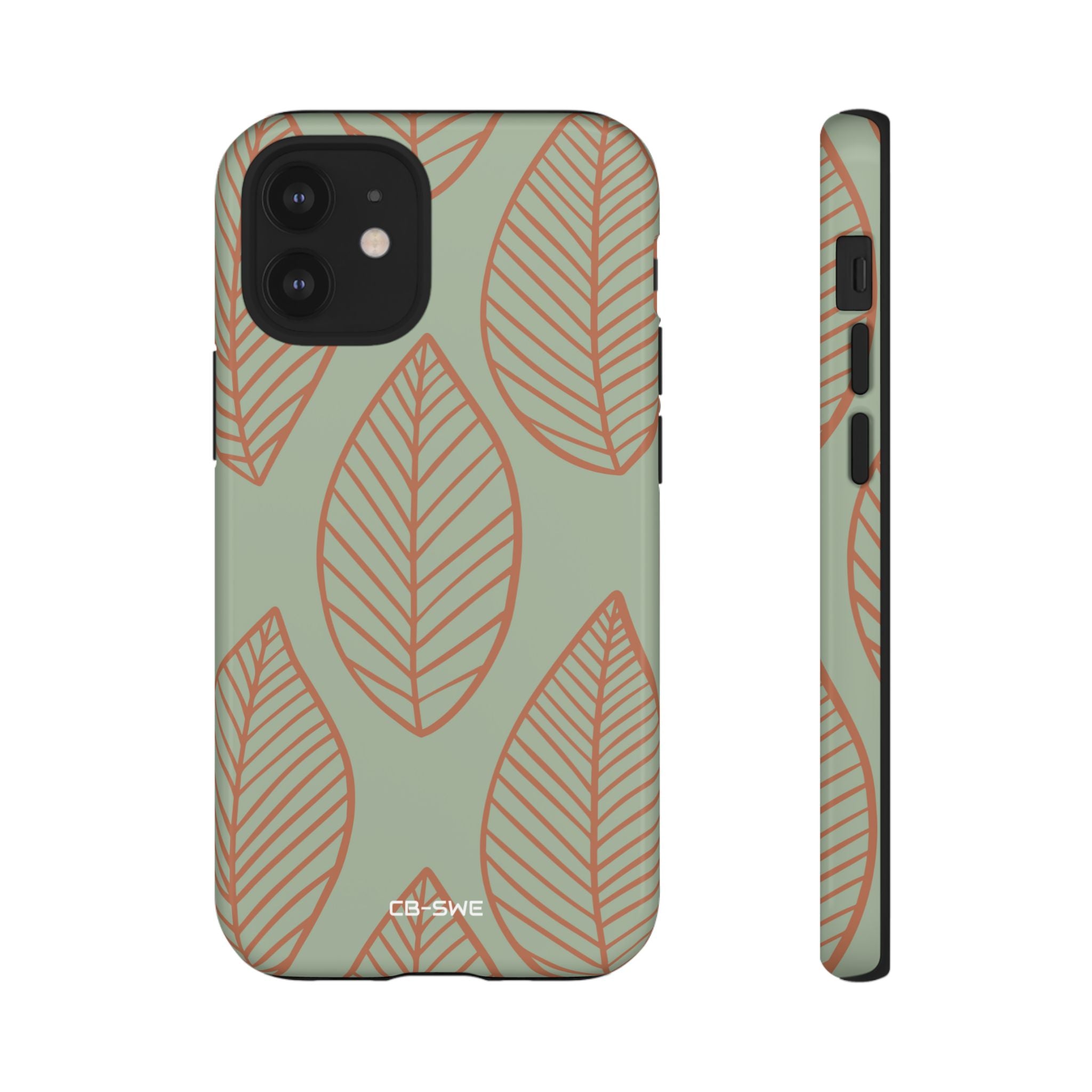 Mint and Orange Leaves - iPhone Case