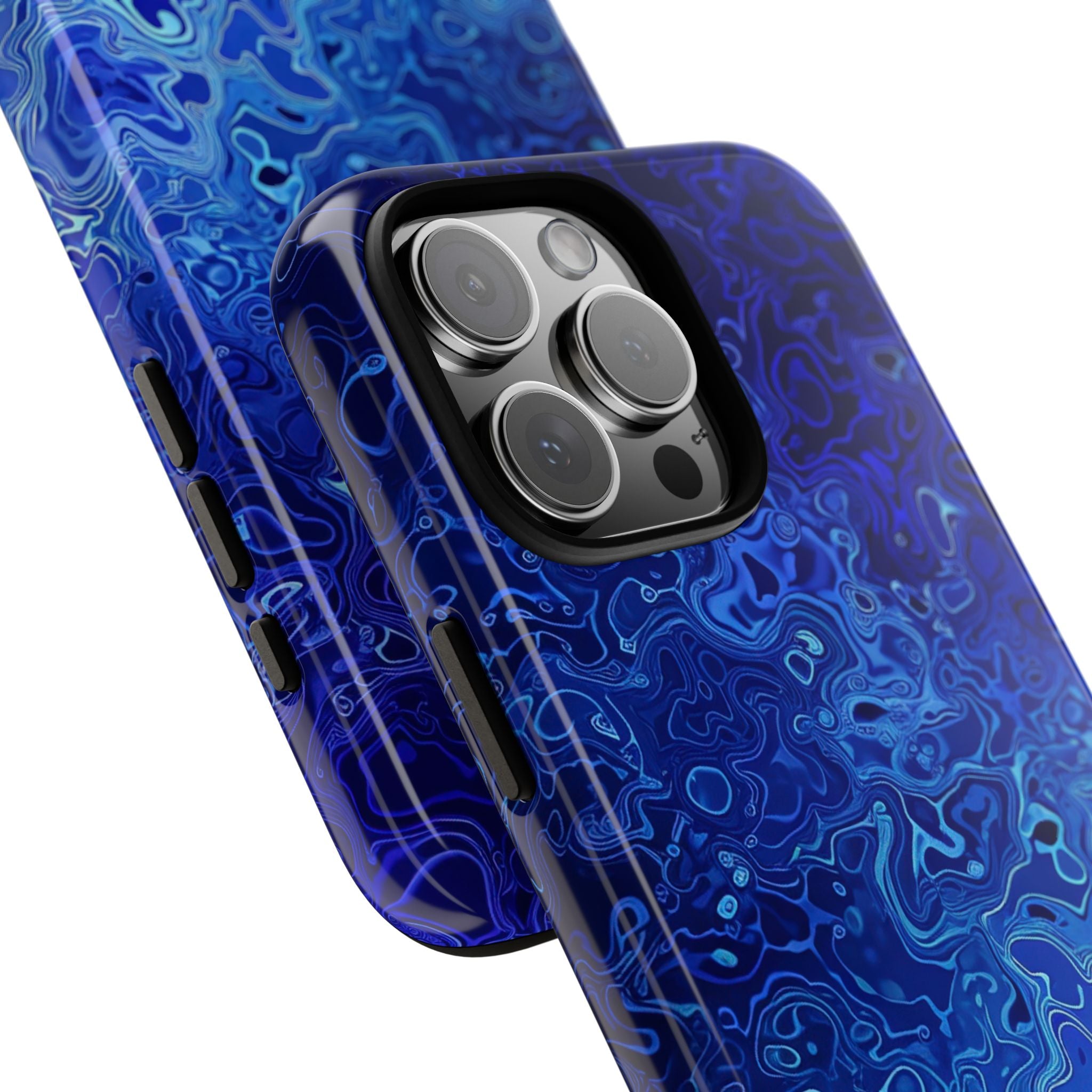 Swirling Blue Currents iPhone 16 - Tough
