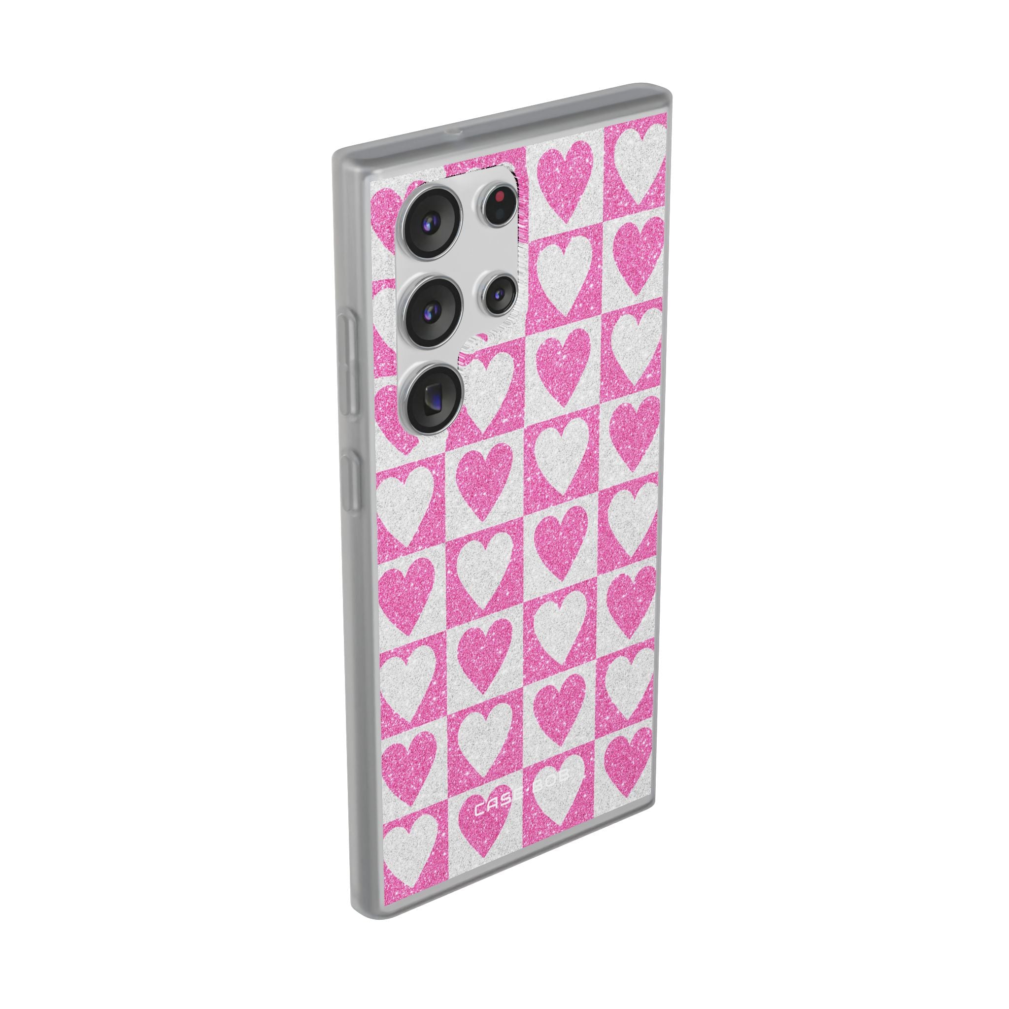 Glitter Heart Grid Samsung S23 Ultra Case - Soft