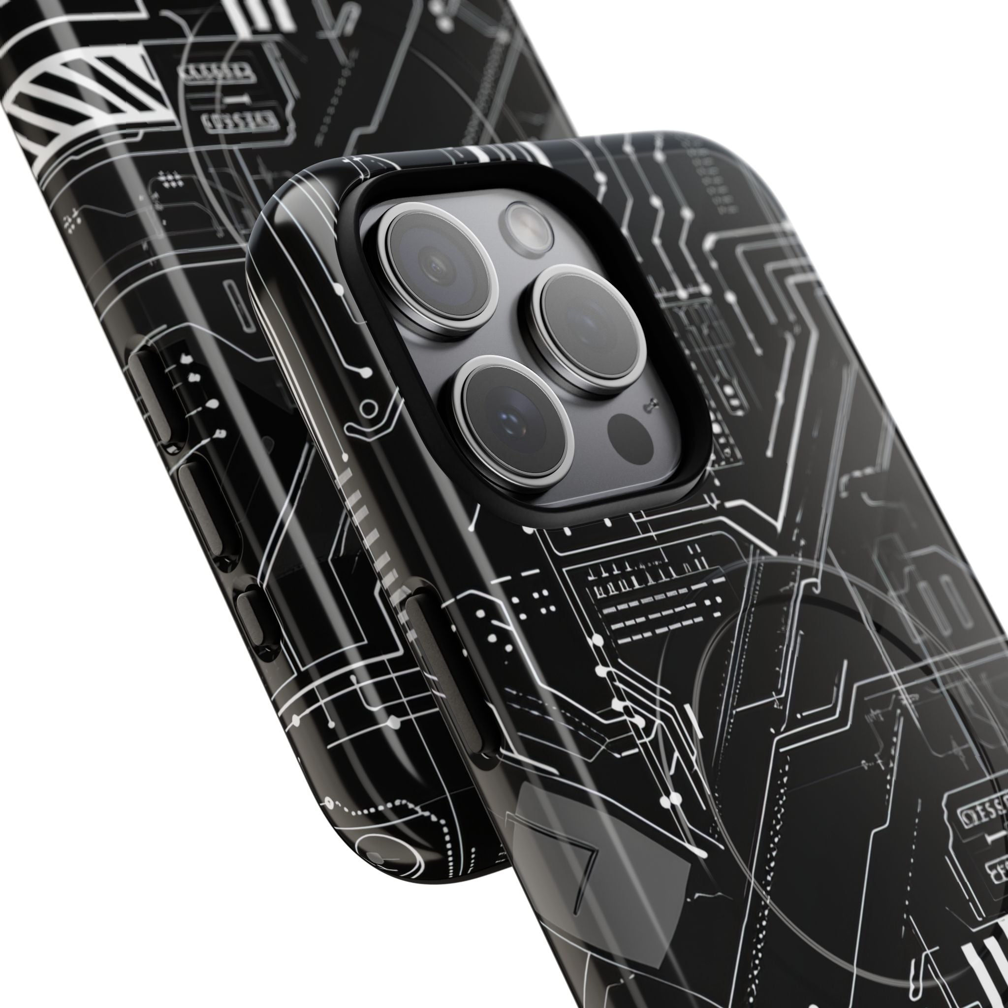 Futuristisches Schaltkreisgitter iPhone 15 – Tough+