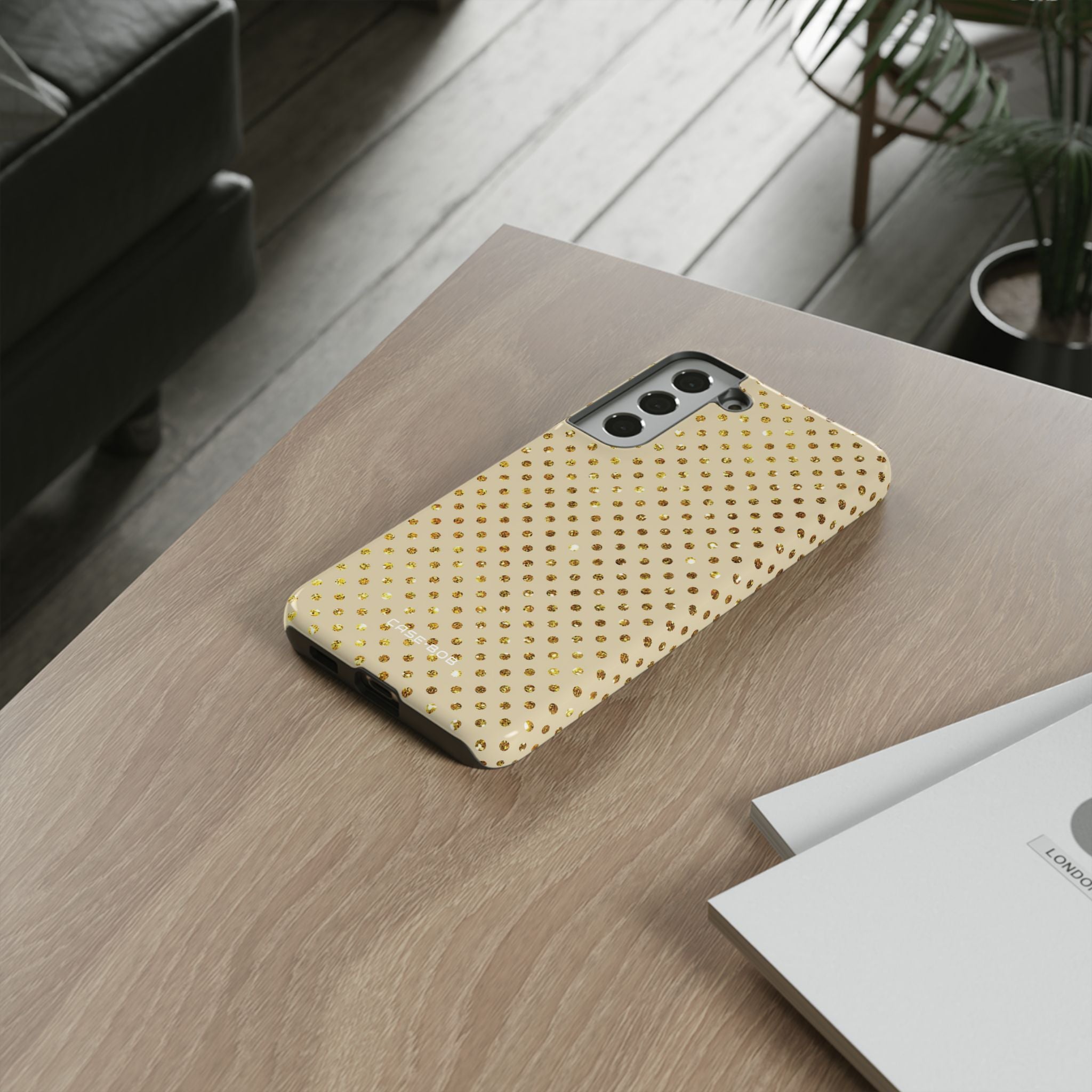 Gold Sparkle Grid Samsung S22 Plus Case - Tough