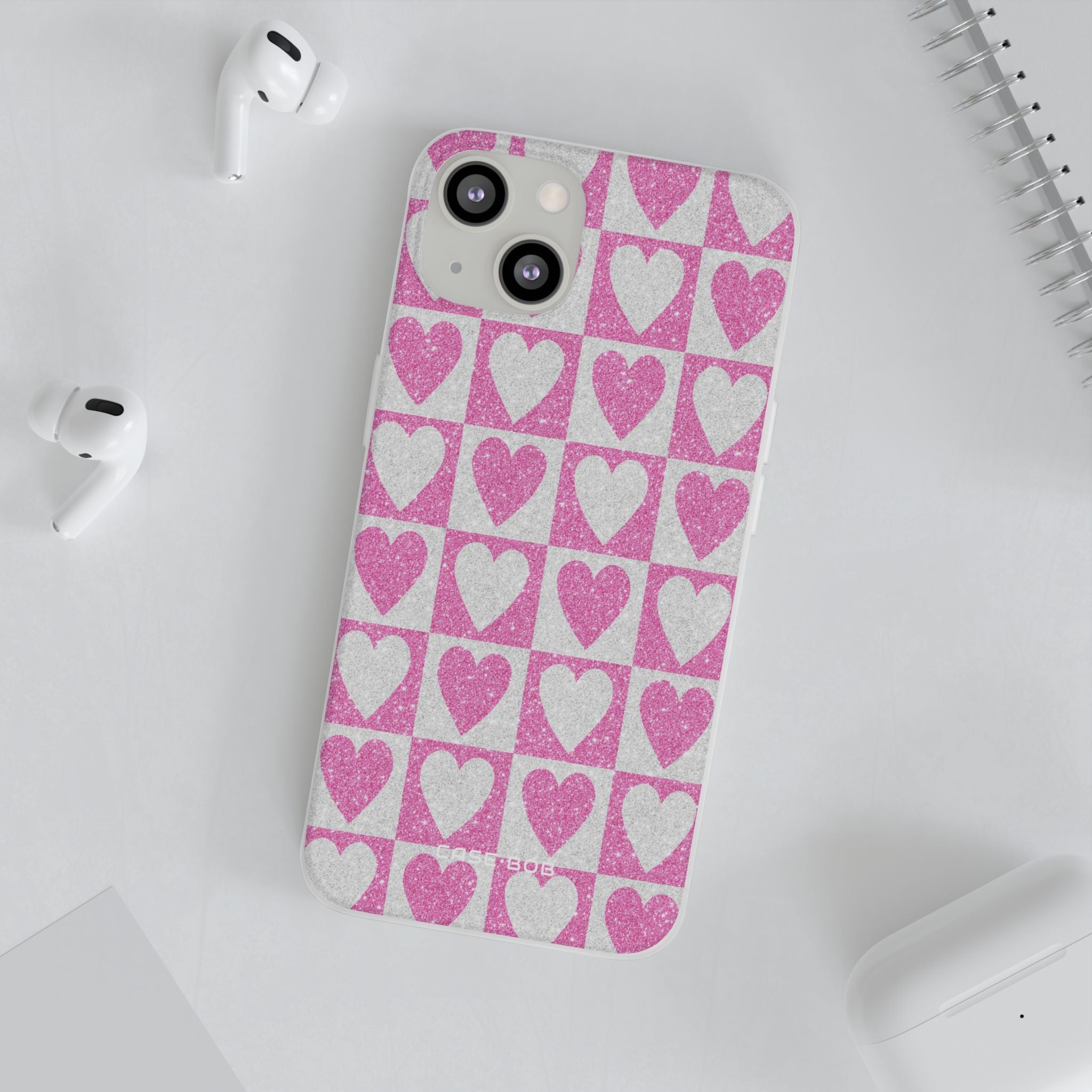 Glitter Heart Grid iPhone 13 - Soft