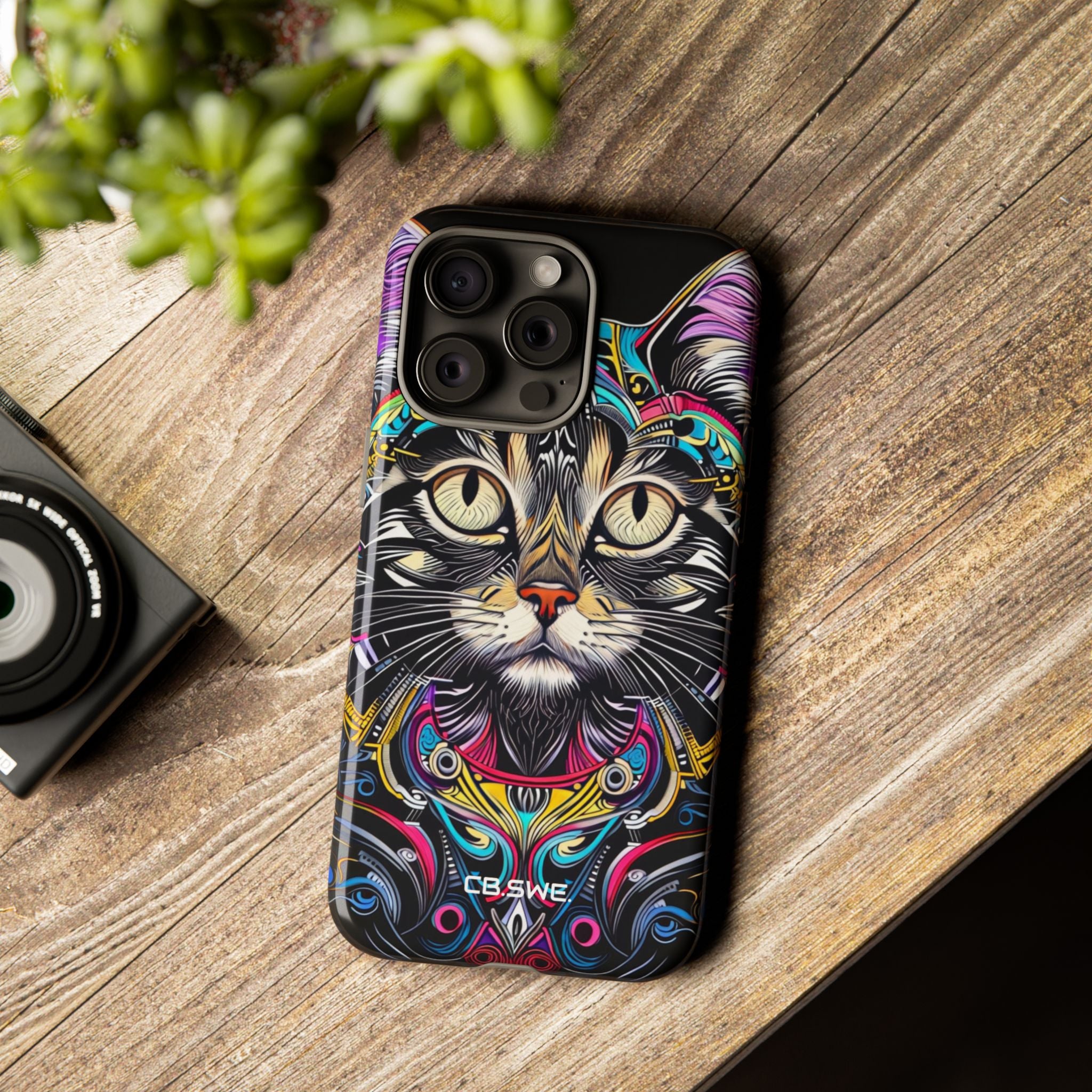 Stunning Multi-Color Scratchboard Art Intricate Tabby Cat iPhone 15 - Tough
