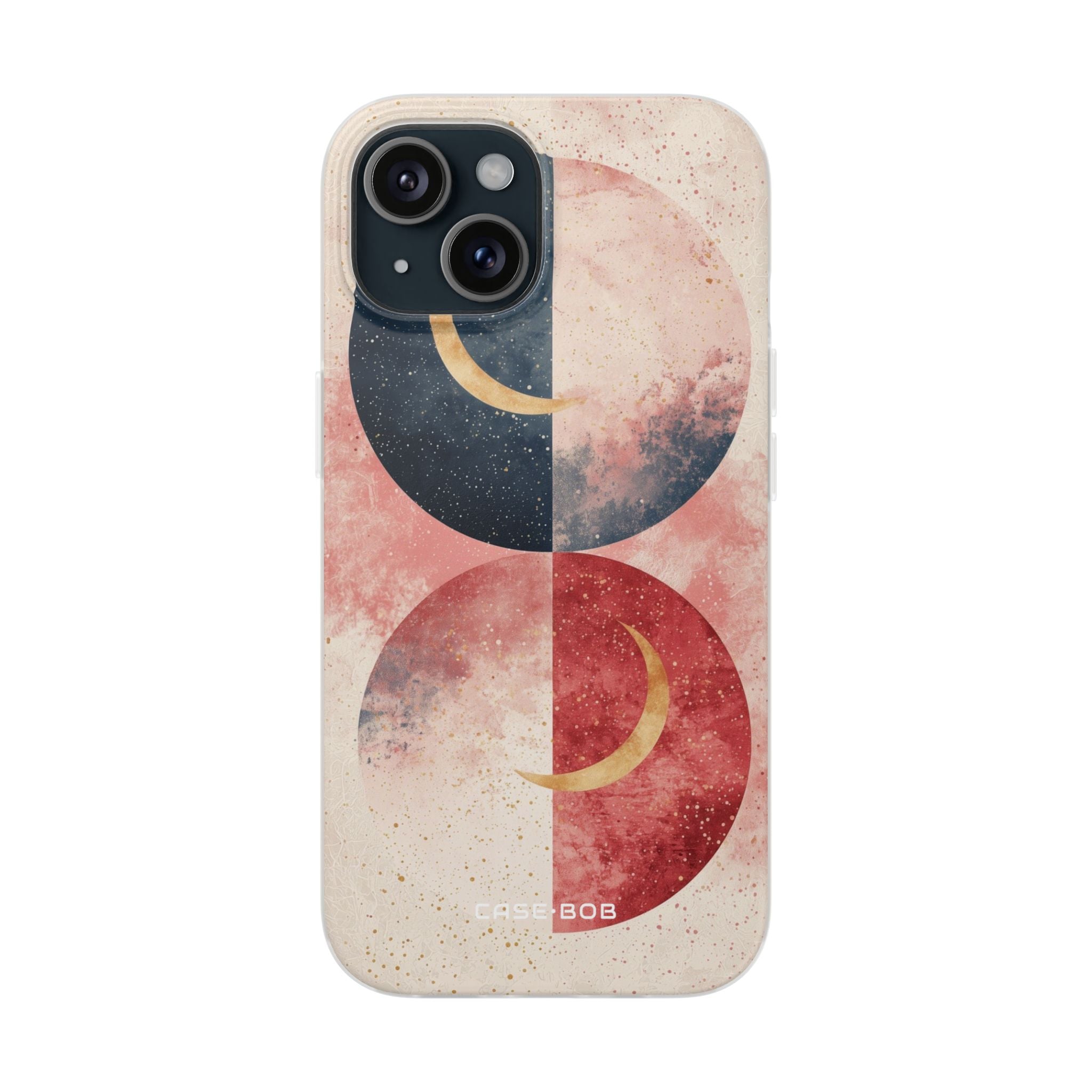 Golden Crescent Circles iPhone 15 Case - Soft