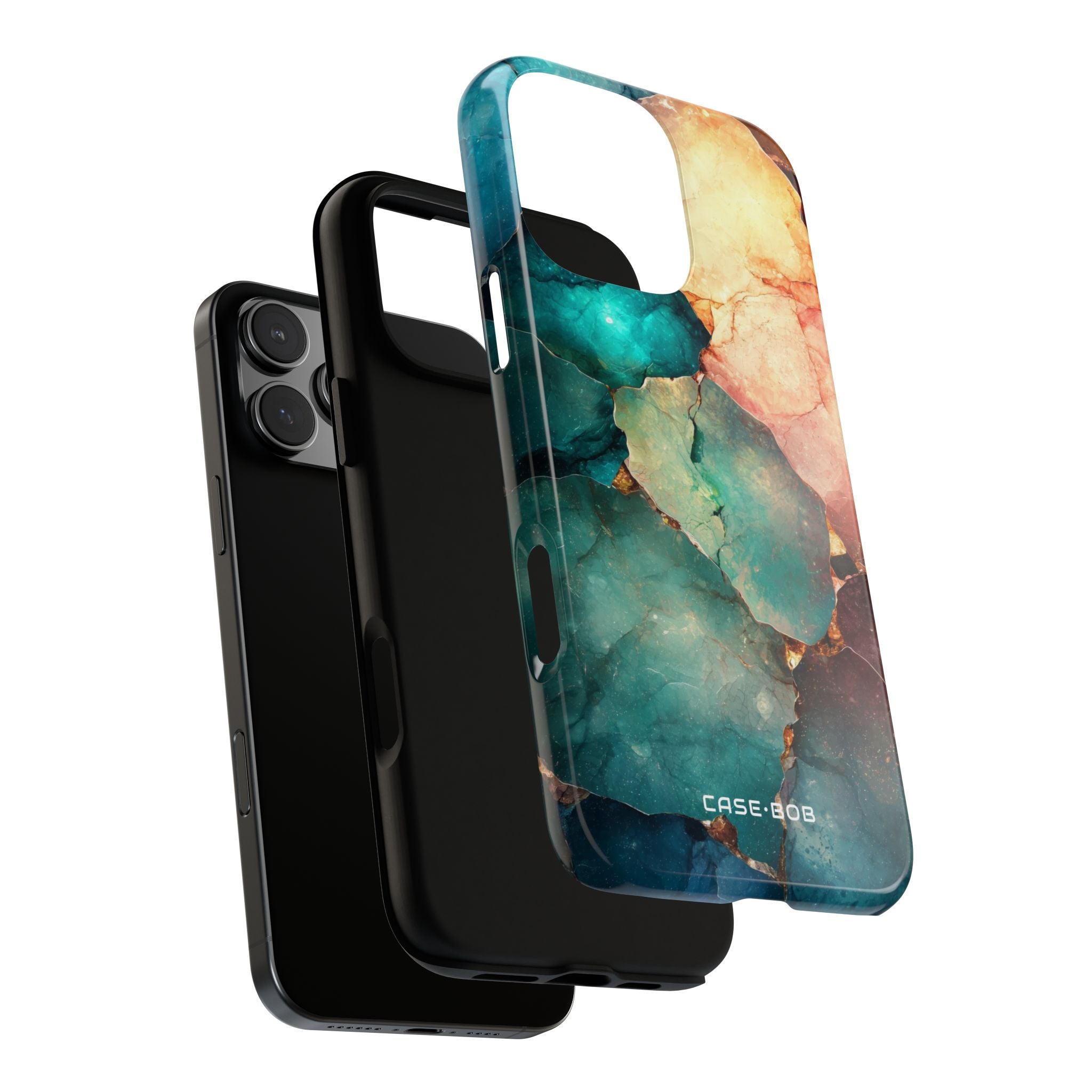 Teal Mosaic Veins iPhone 16 Pro Max Case - Tough