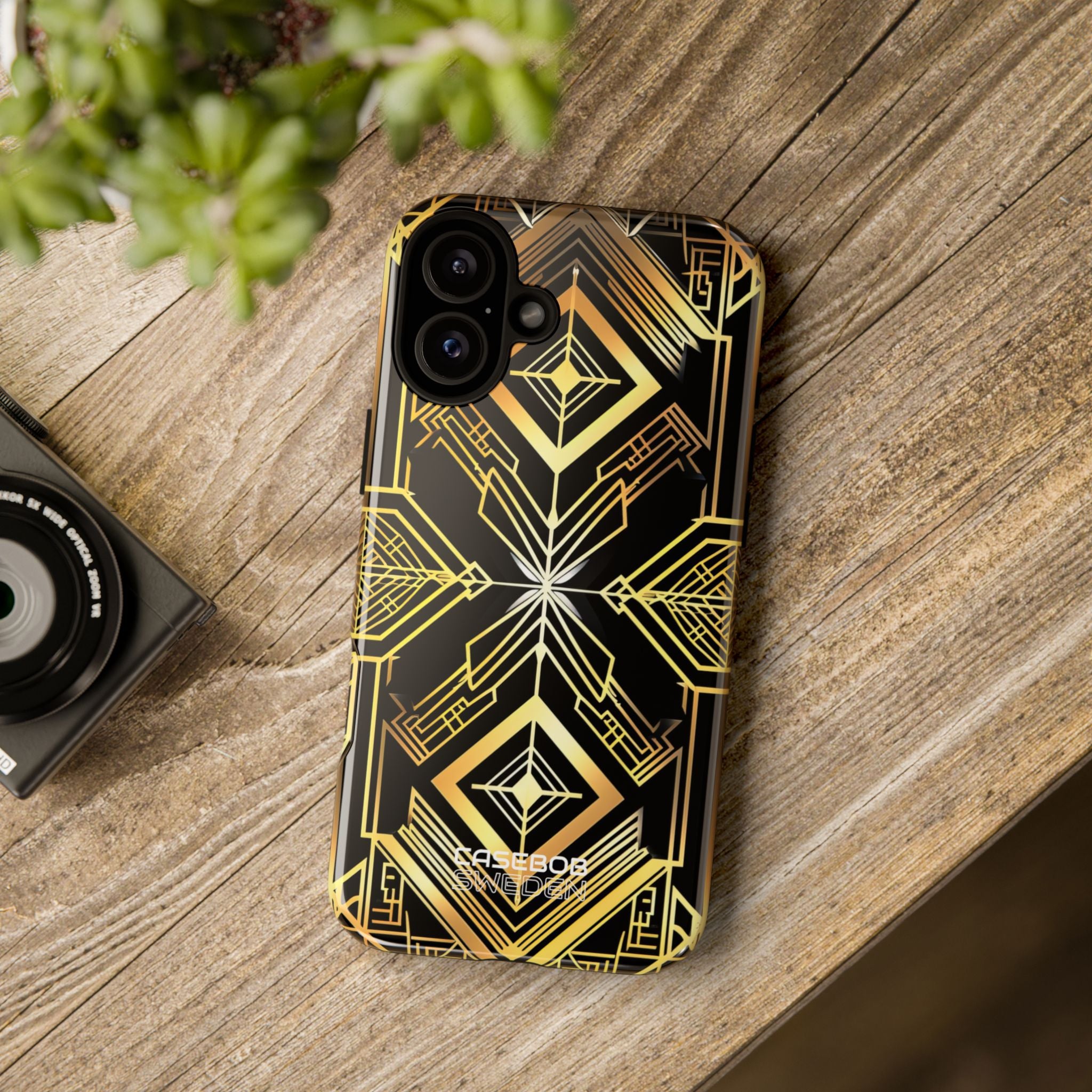 Golden Geometric Symphony iPhone 16 - Tough