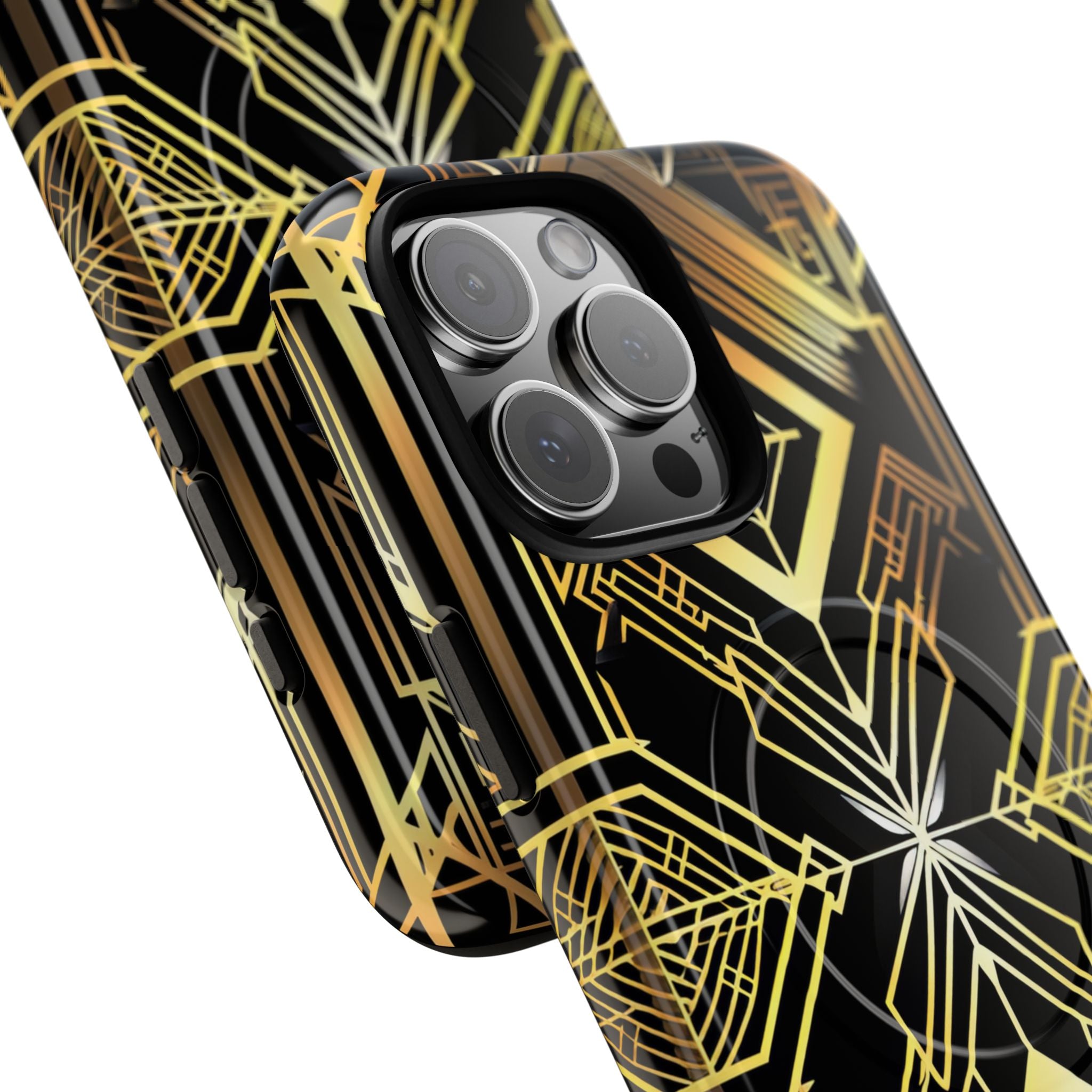Golden Geometric Symphony iPhone 16 - Tough+