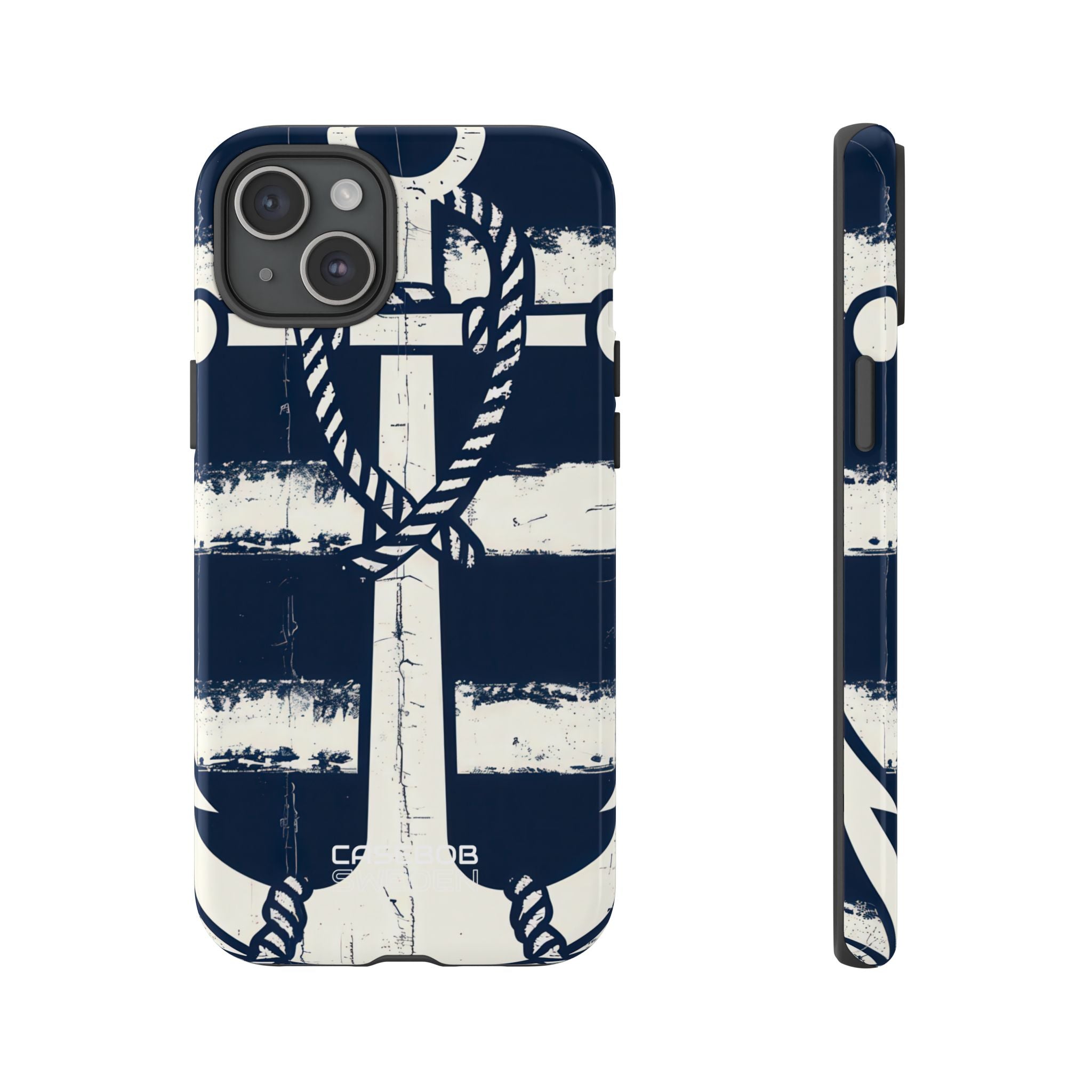 Strisce con ancora blu navy iPhone 15 - Tough