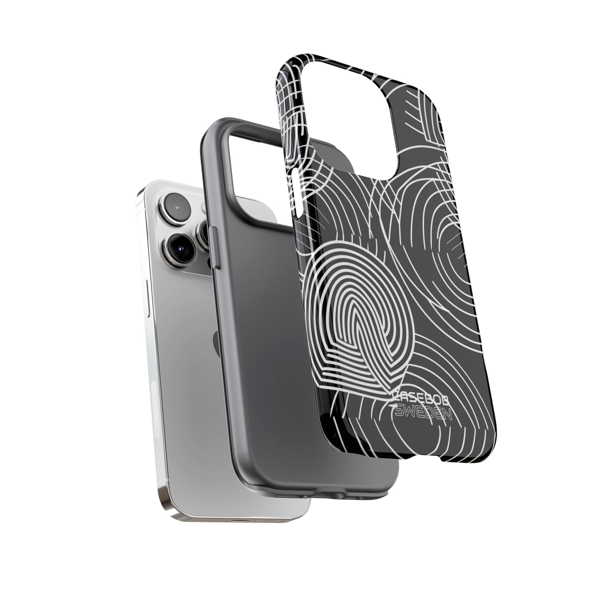 Monochrome Spiral Curves iPhone 14 - Tough
