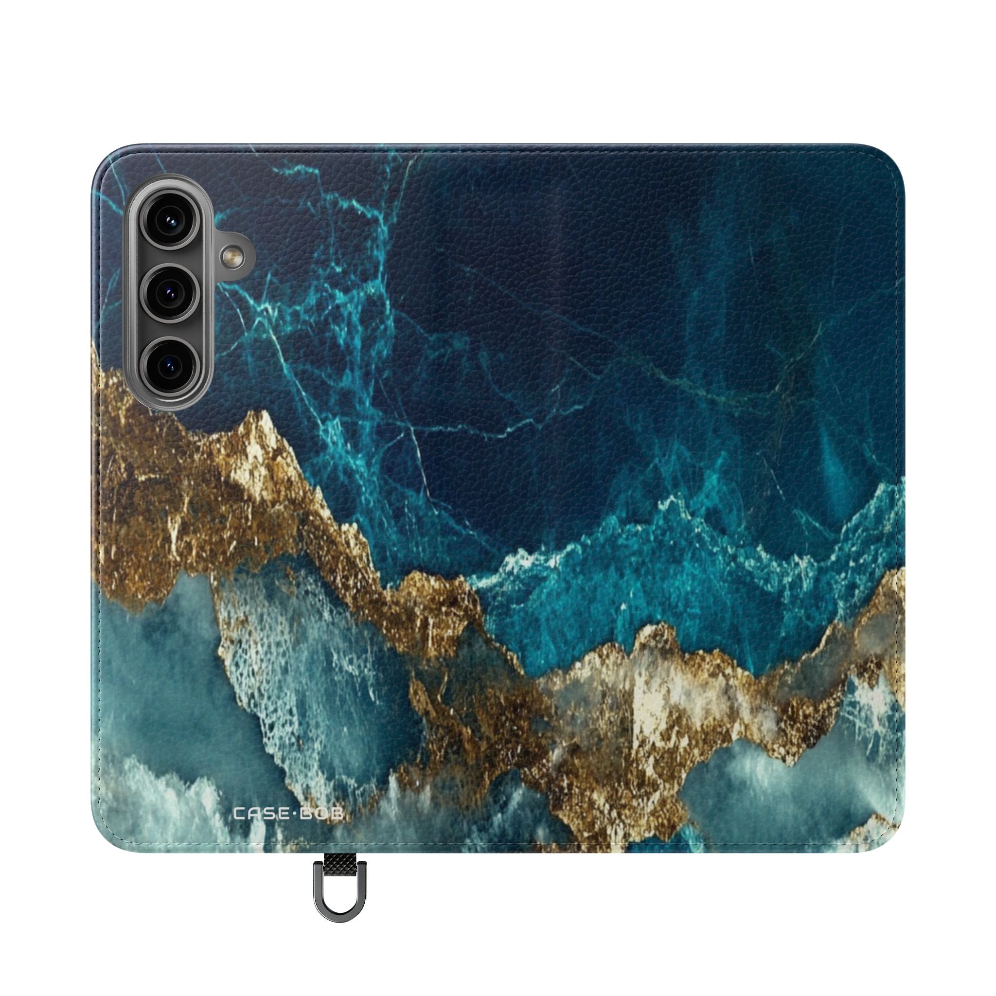 Golden Fracture Teal - Samsung S24 Case - Wallet